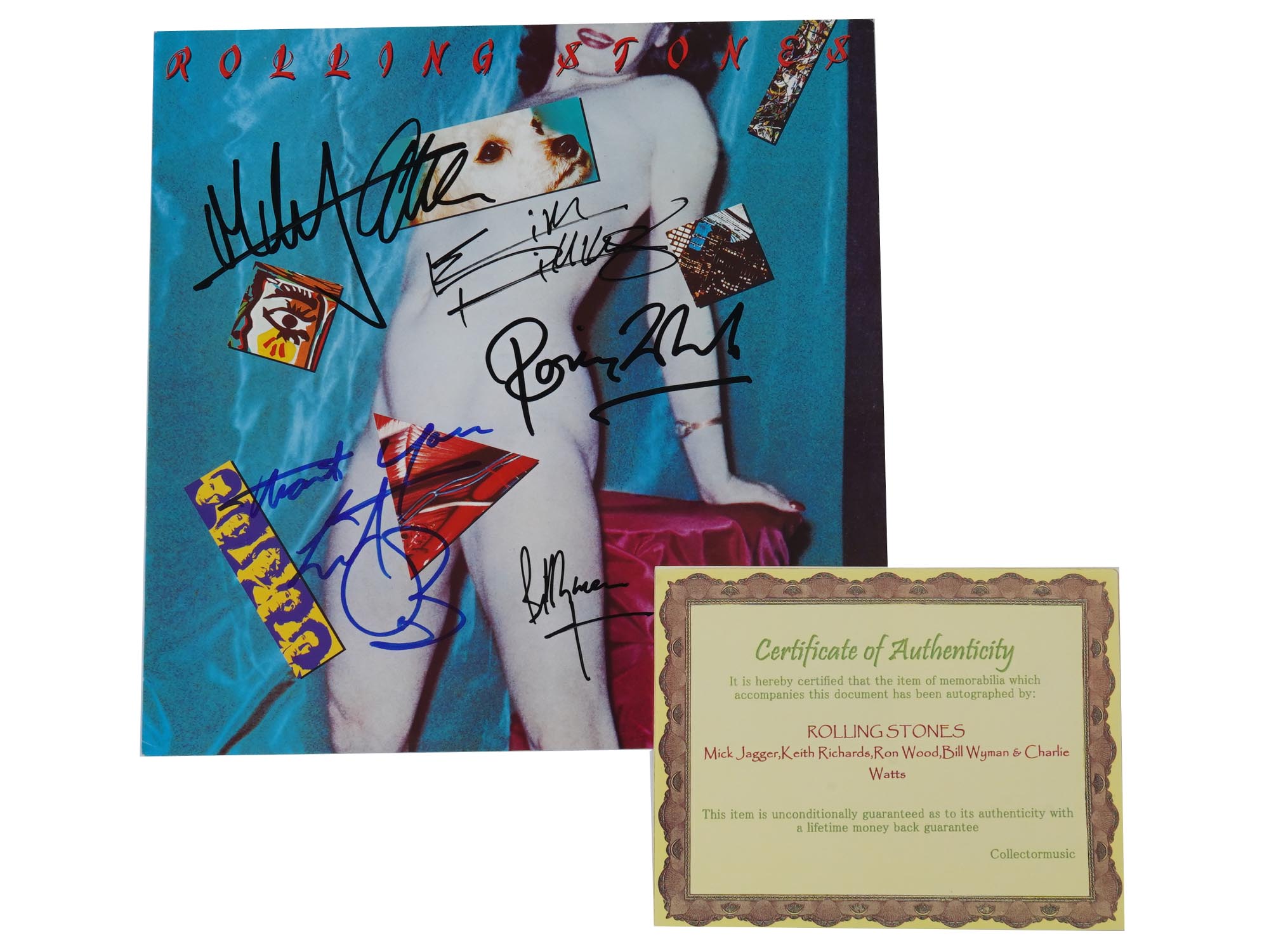 1983 ROLLING STONES VINYL COVER WITH AUTHOGRAPHS PIC-0