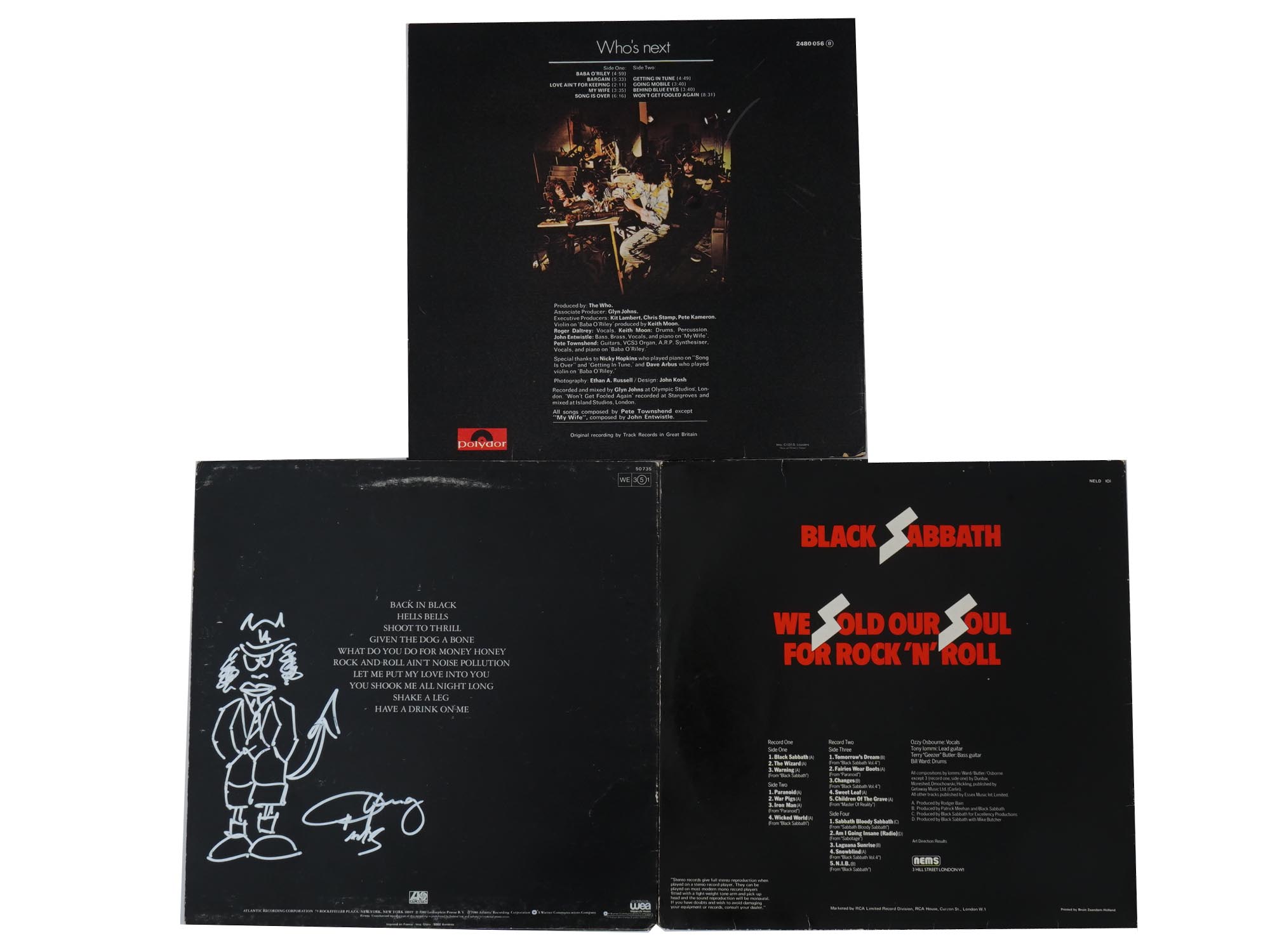 AUTOGRAPHED LP ALBUMS AC/DC BLACK SABBATH THE WHO PIC-2