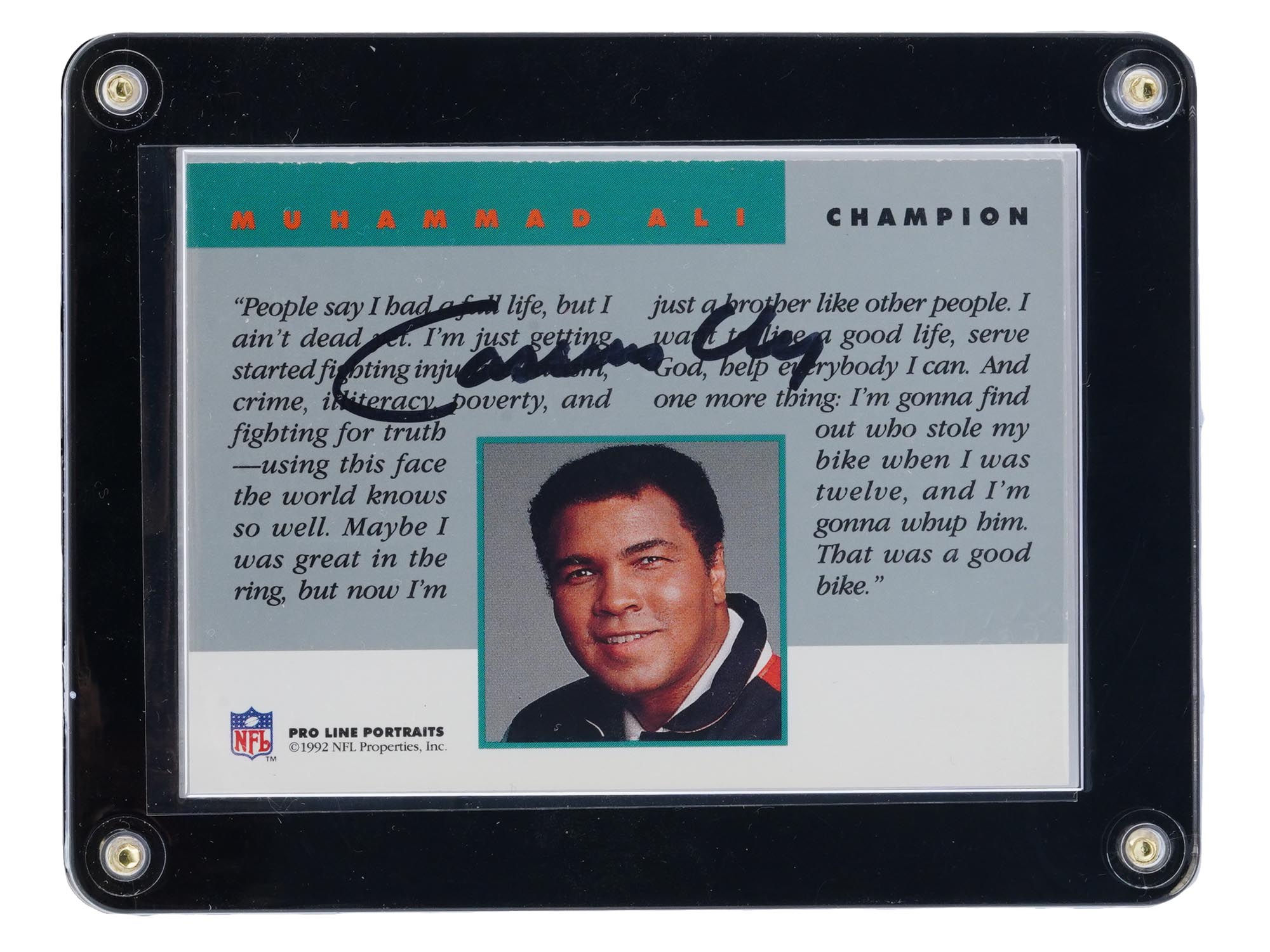 1992 SPORT CARD MUHAMMAD ALI CASSIUS CLAY AUTOGRAPHED PIC-1