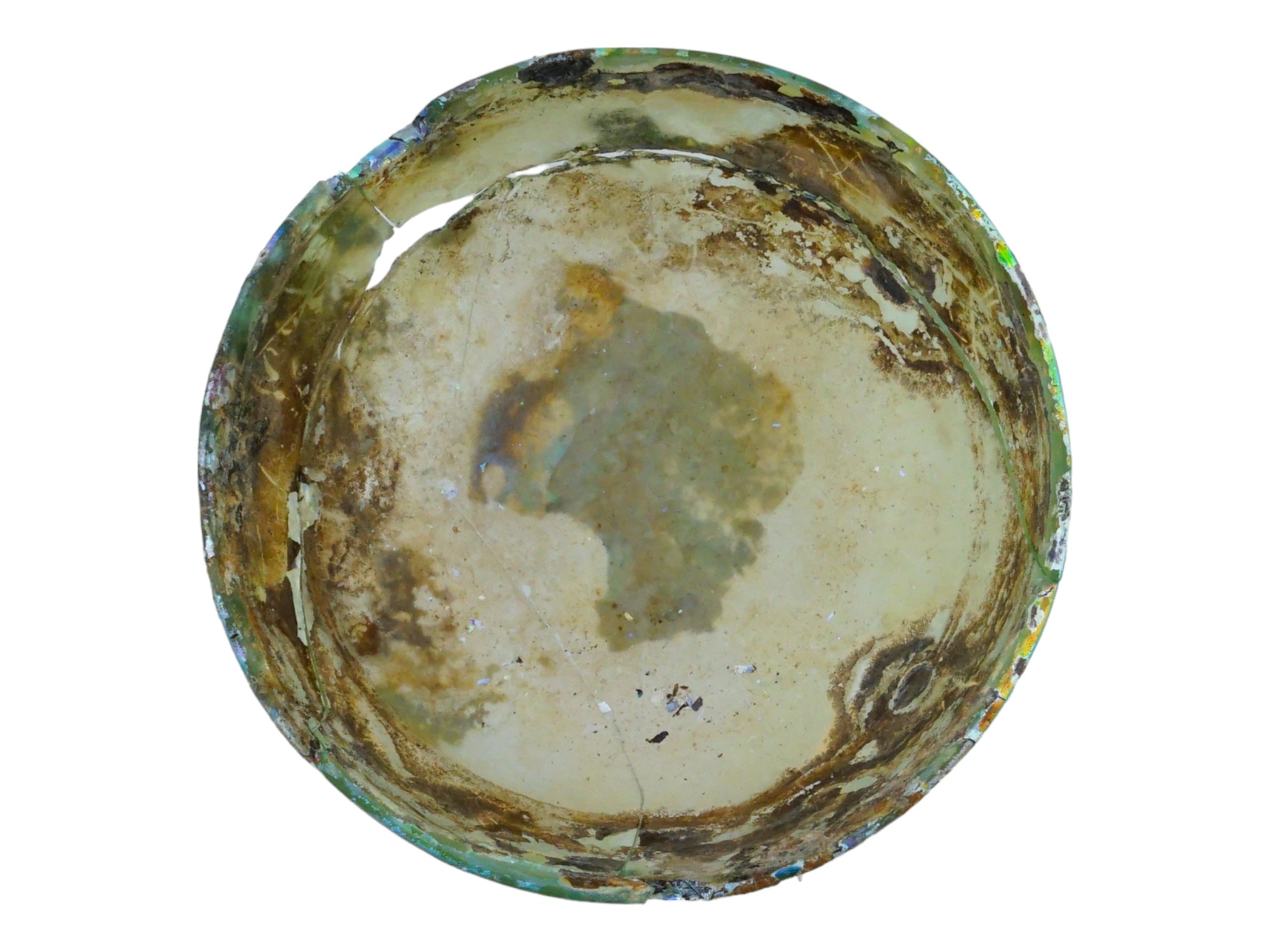 ANCIENT 2ND C AD ROMAN IRIDESCENT GLASS BOWL PIC-2