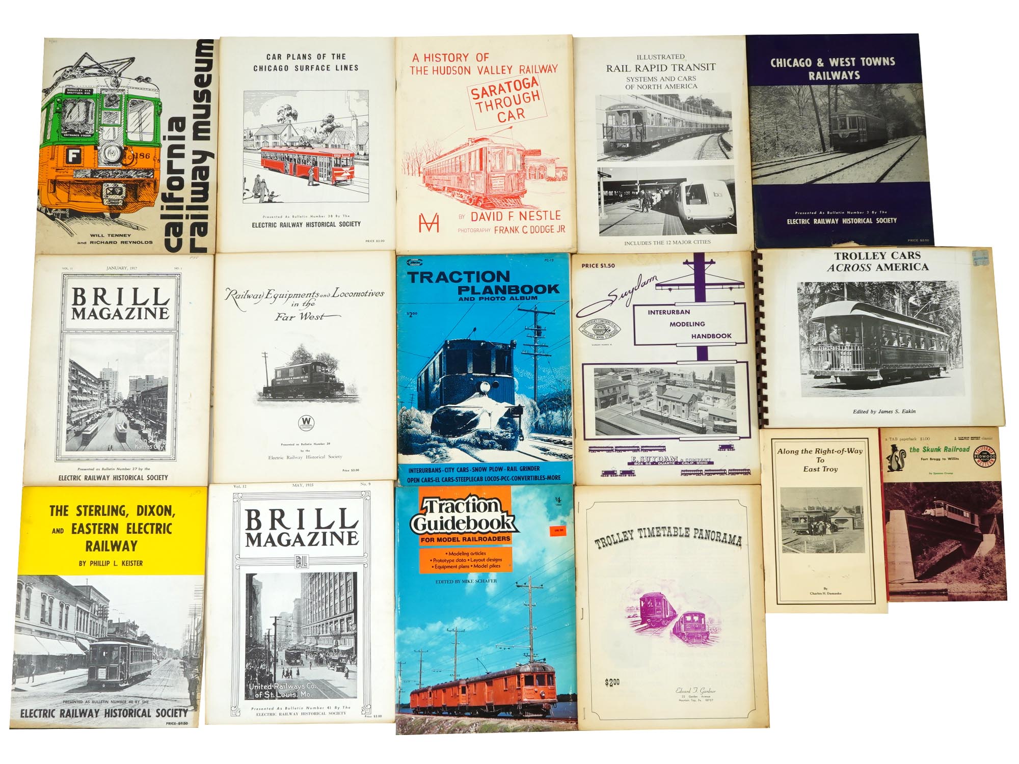 LOT OF AMERICAN RAILWAYS TROLLEYS ALBUMS MAGAZINES PIC-0