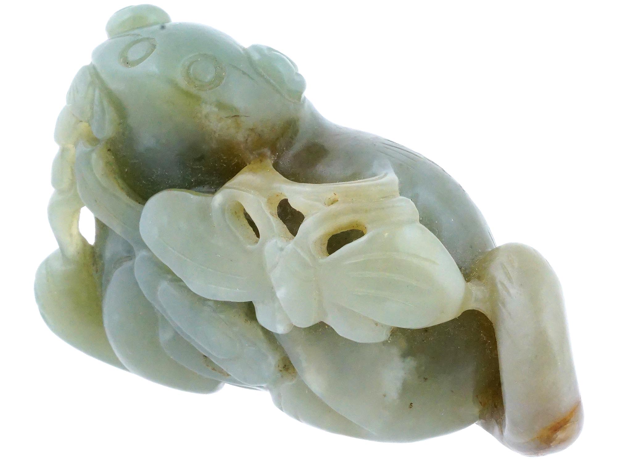 VINTAGE CHINESE CARVED JADE LION FIGURINE PIC-1