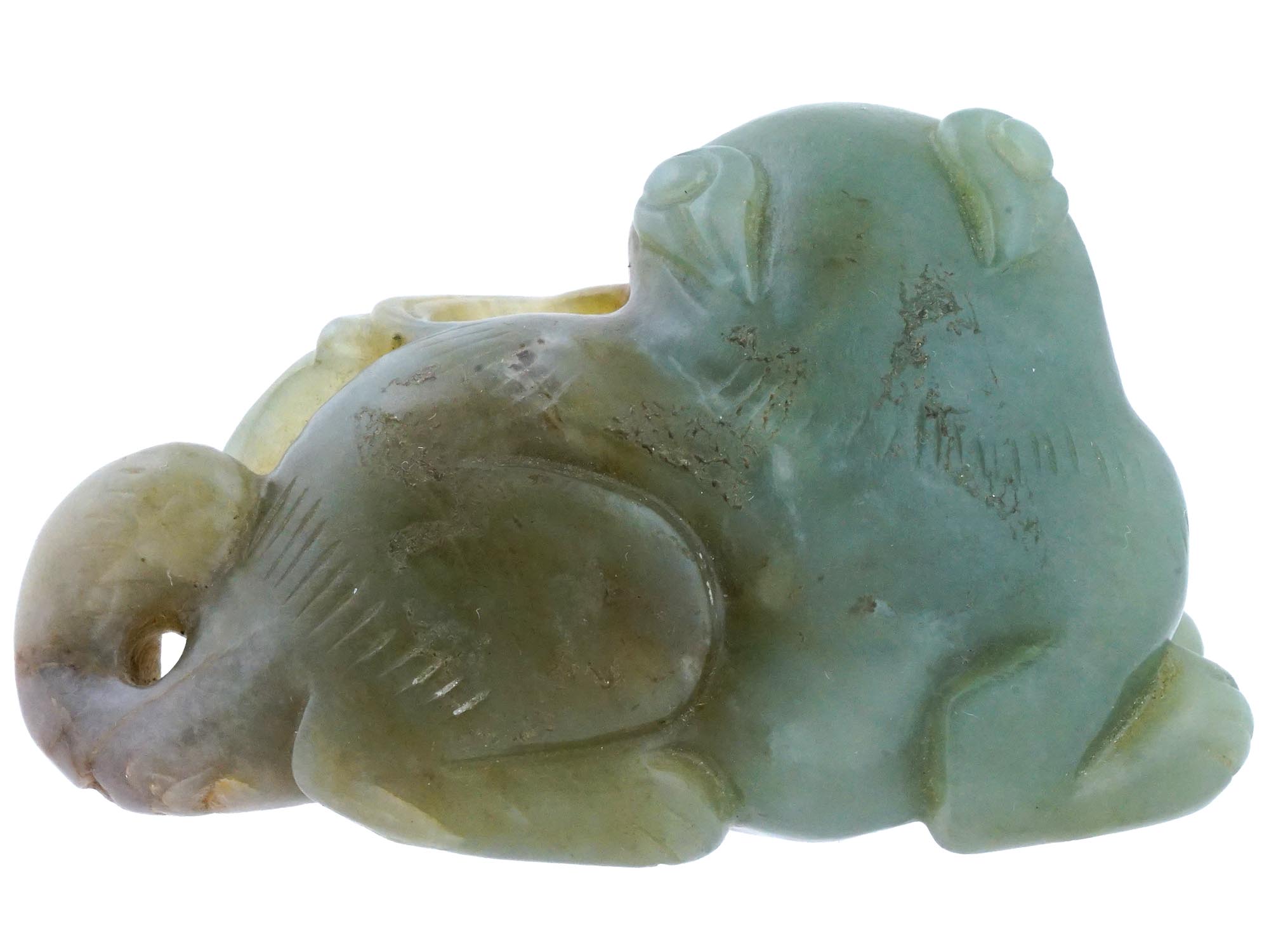 VINTAGE CHINESE CARVED JADE LION FIGURINE PIC-2