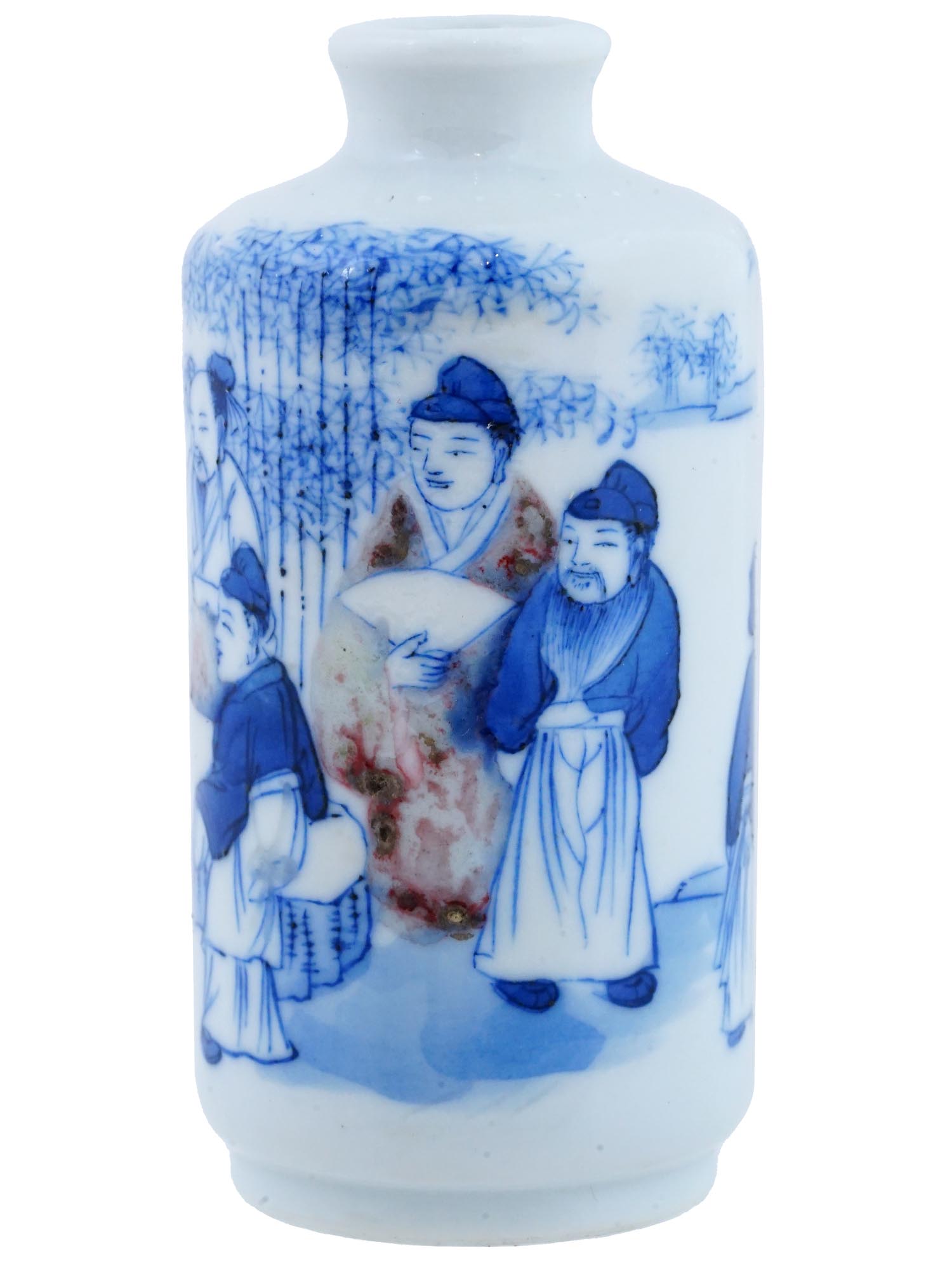 ANTIQUE CHINESE BLUE AND WHITE PORCELAIN SNUFF BOTTLE PIC-1