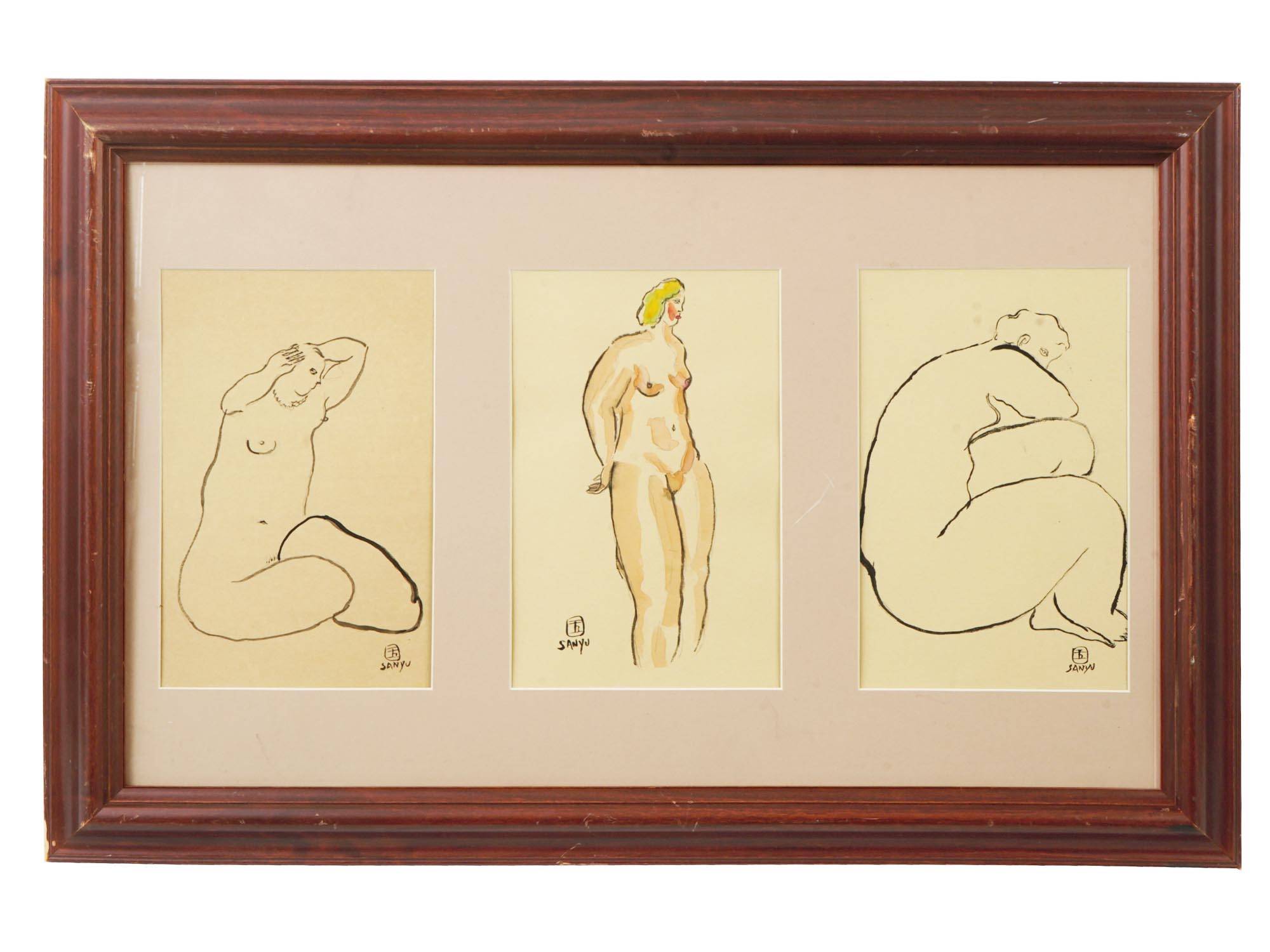 MID CENT CHINESE SANYU OR CHANG YU NUDE PAINTINGS PIC-0