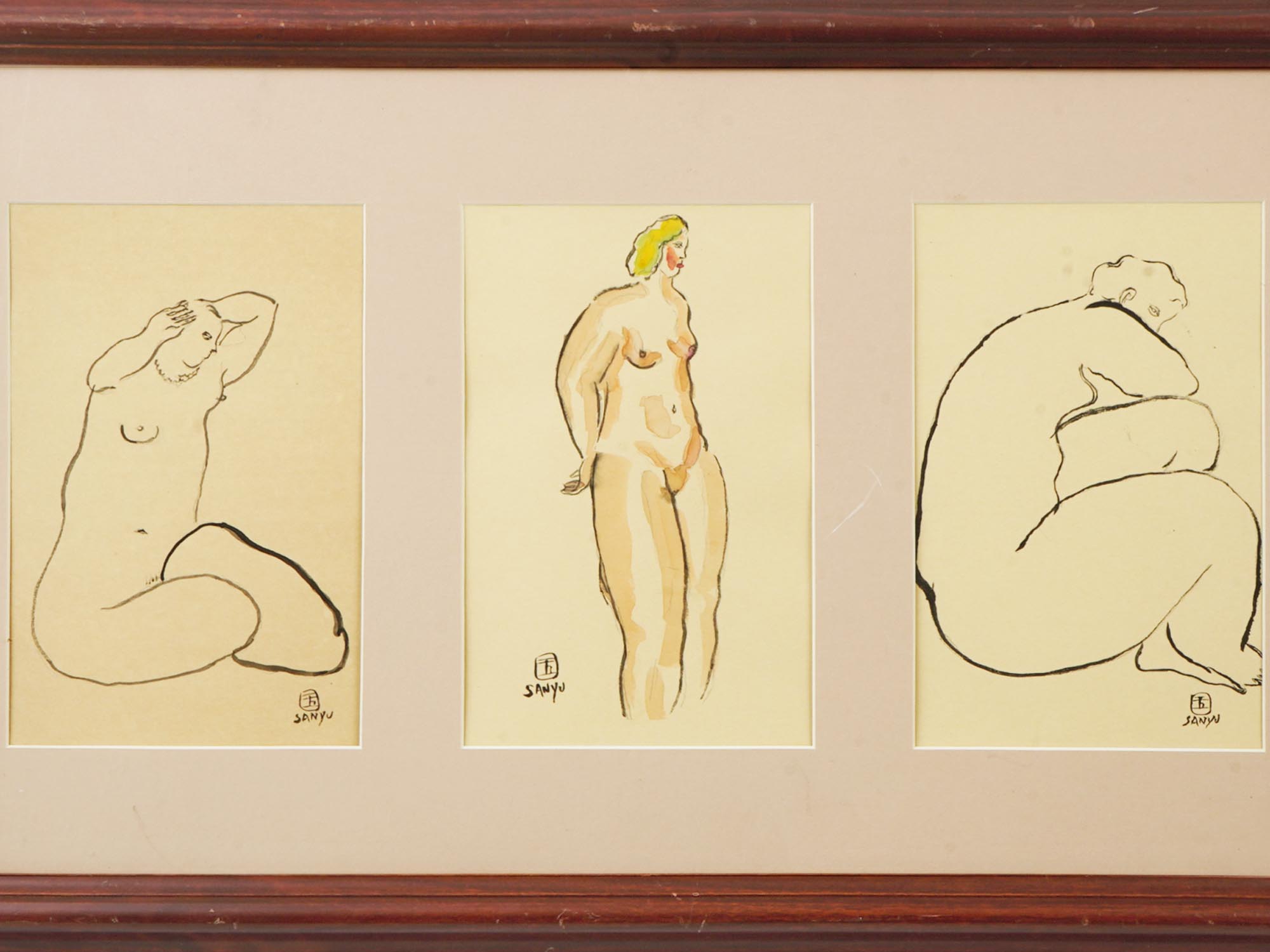 MID CENT CHINESE SANYU OR CHANG YU NUDE PAINTINGS PIC-1