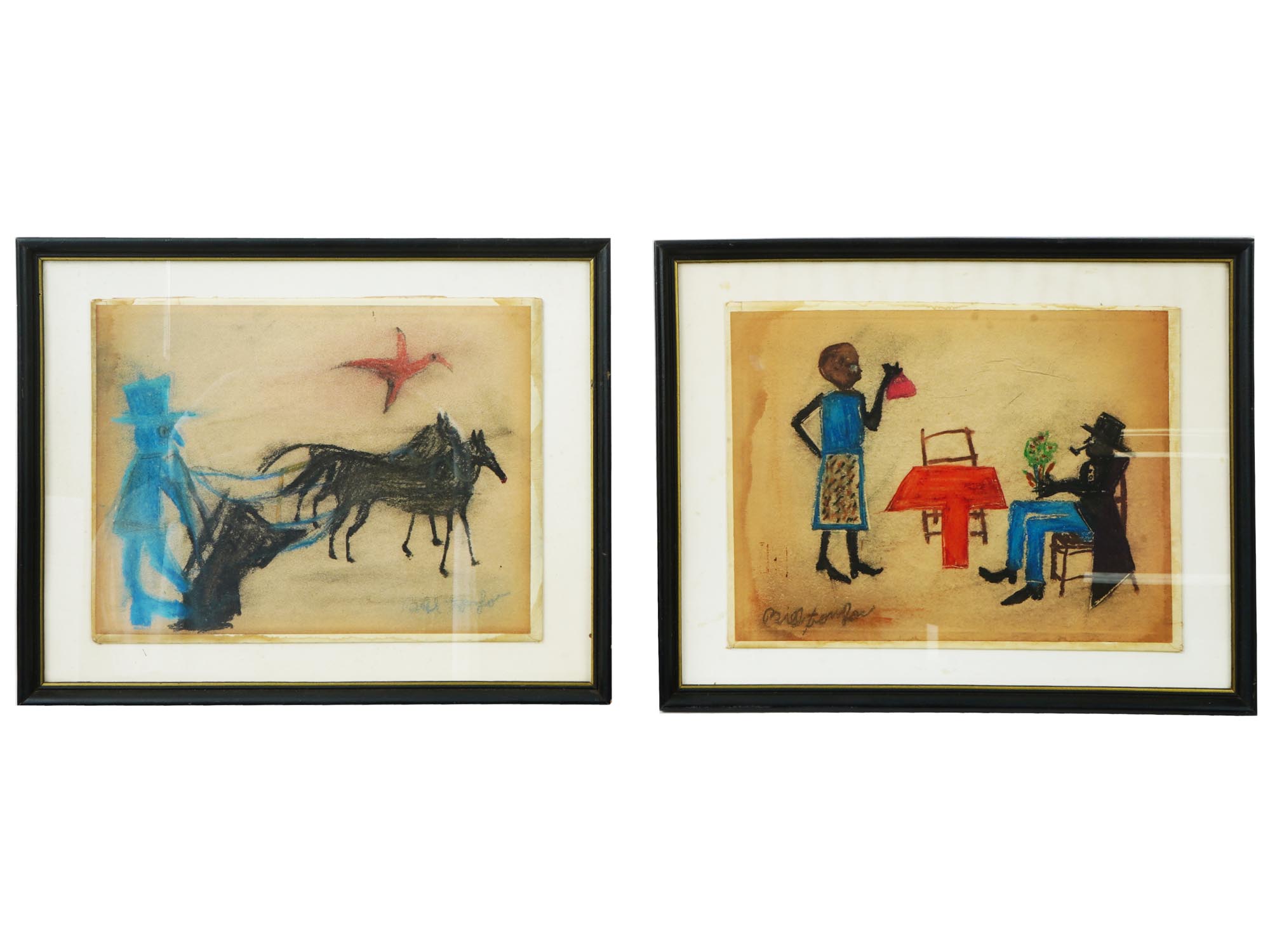 AFRO AMERICAN OIL PASTEL PAINTINGS BY BILL TRAYLOR PIC-0
