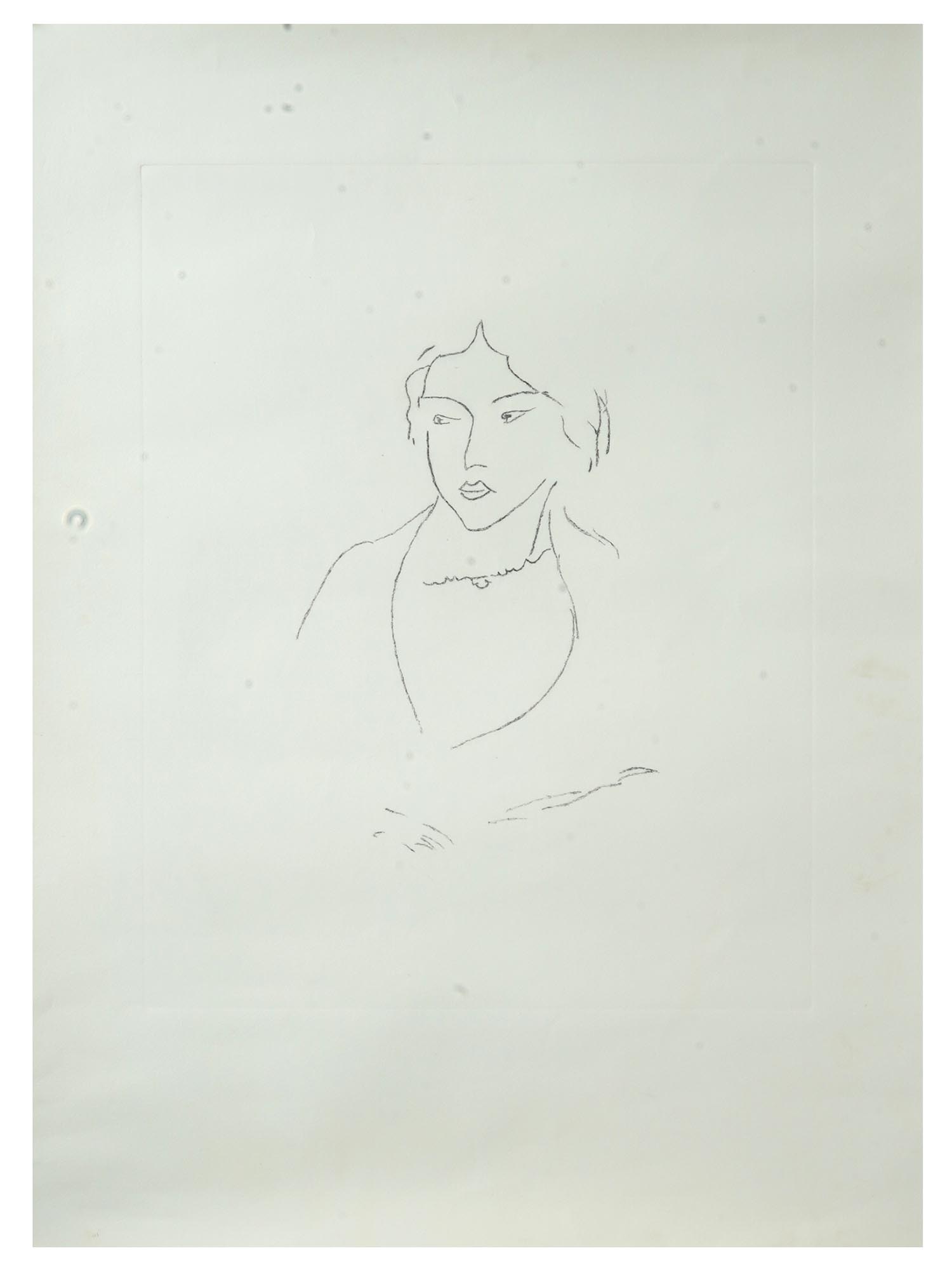 FRENCH FEMALE PORTRAIT ETCHING AFTER HENRI MATISSE PIC-0