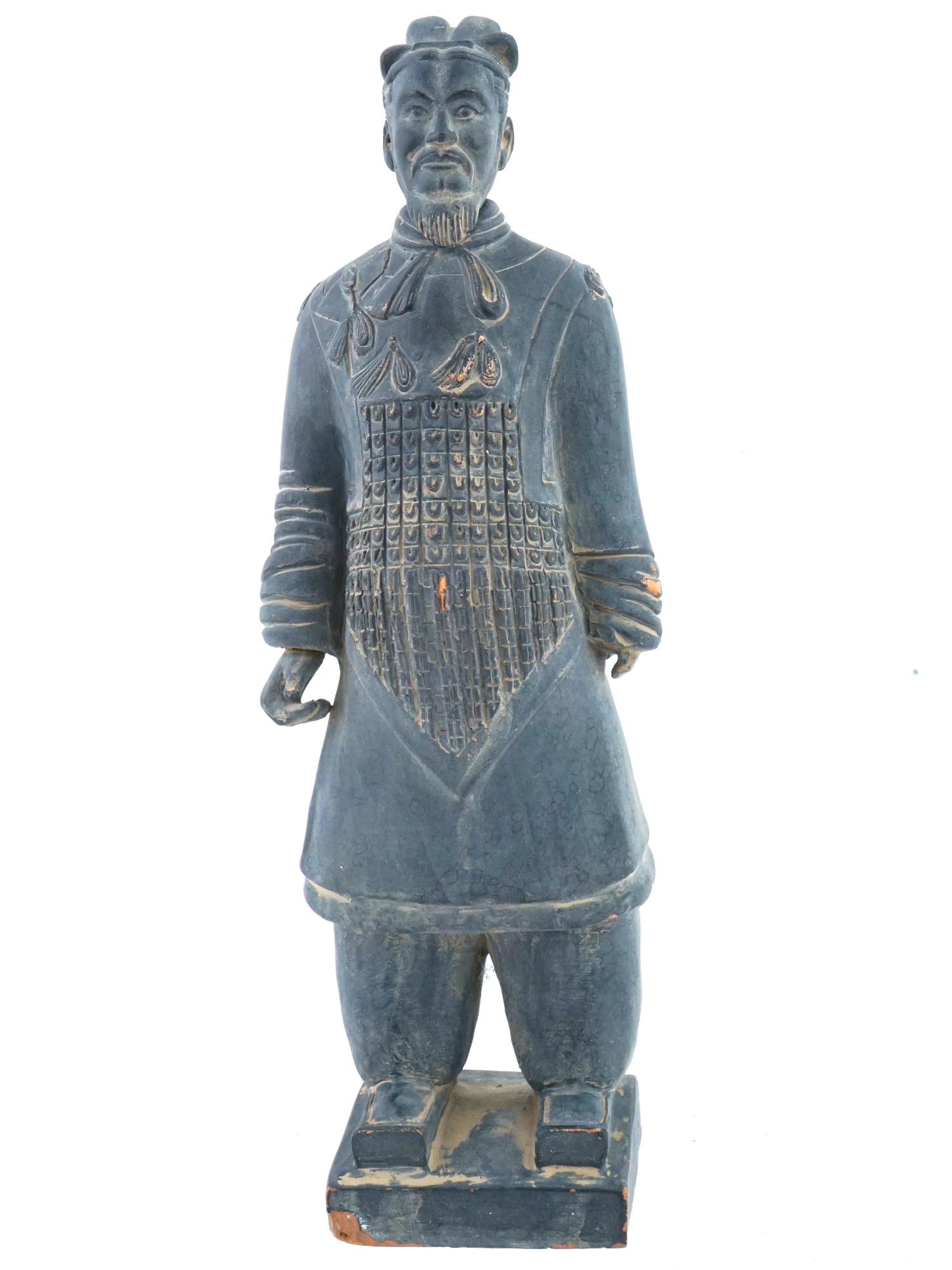 ANTIQUE CHINESE QING TERRACOTTA FIGURE OF A WARRIOR PIC-0