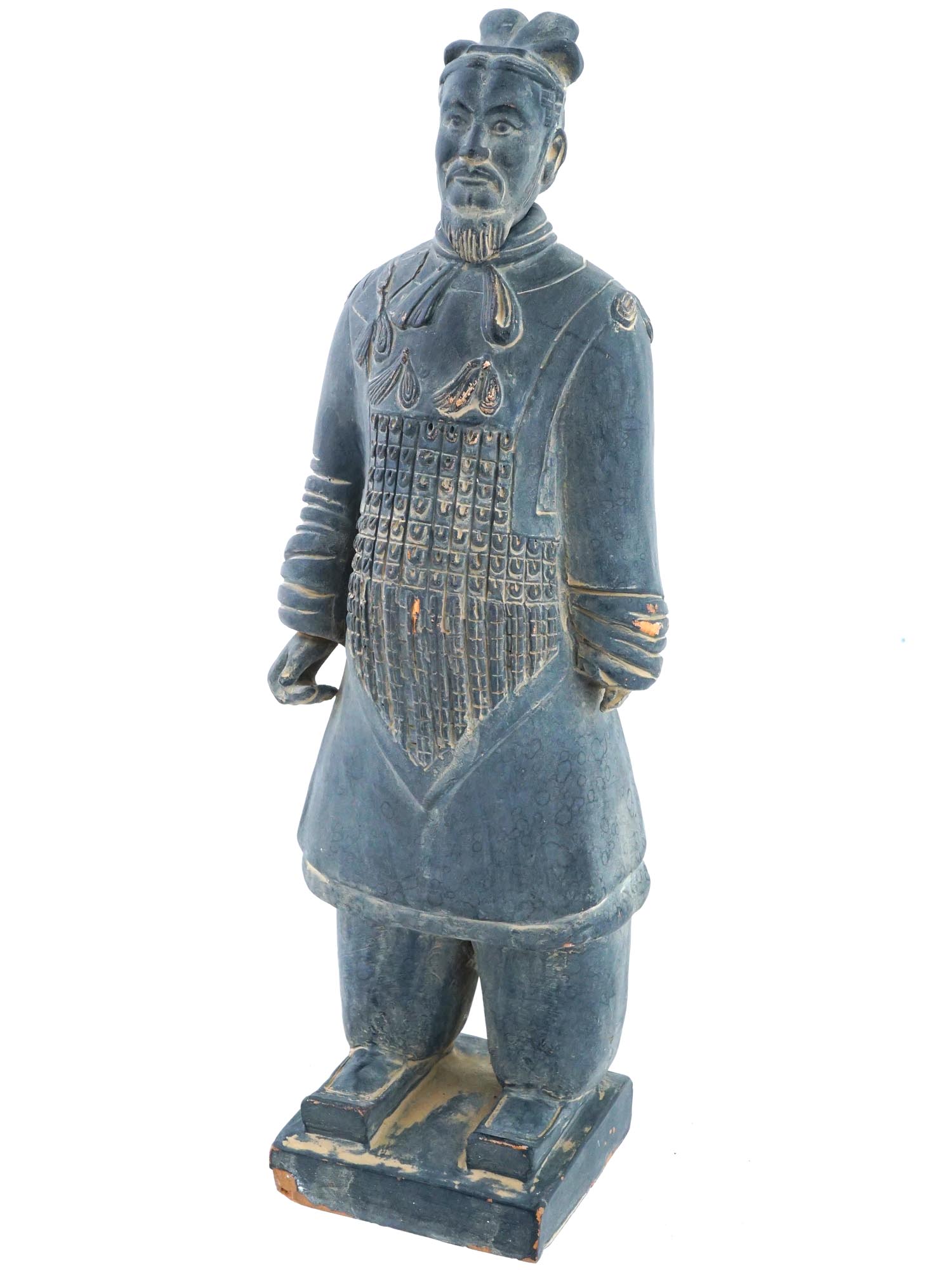 ANTIQUE CHINESE QING TERRACOTTA FIGURE OF A WARRIOR PIC-1