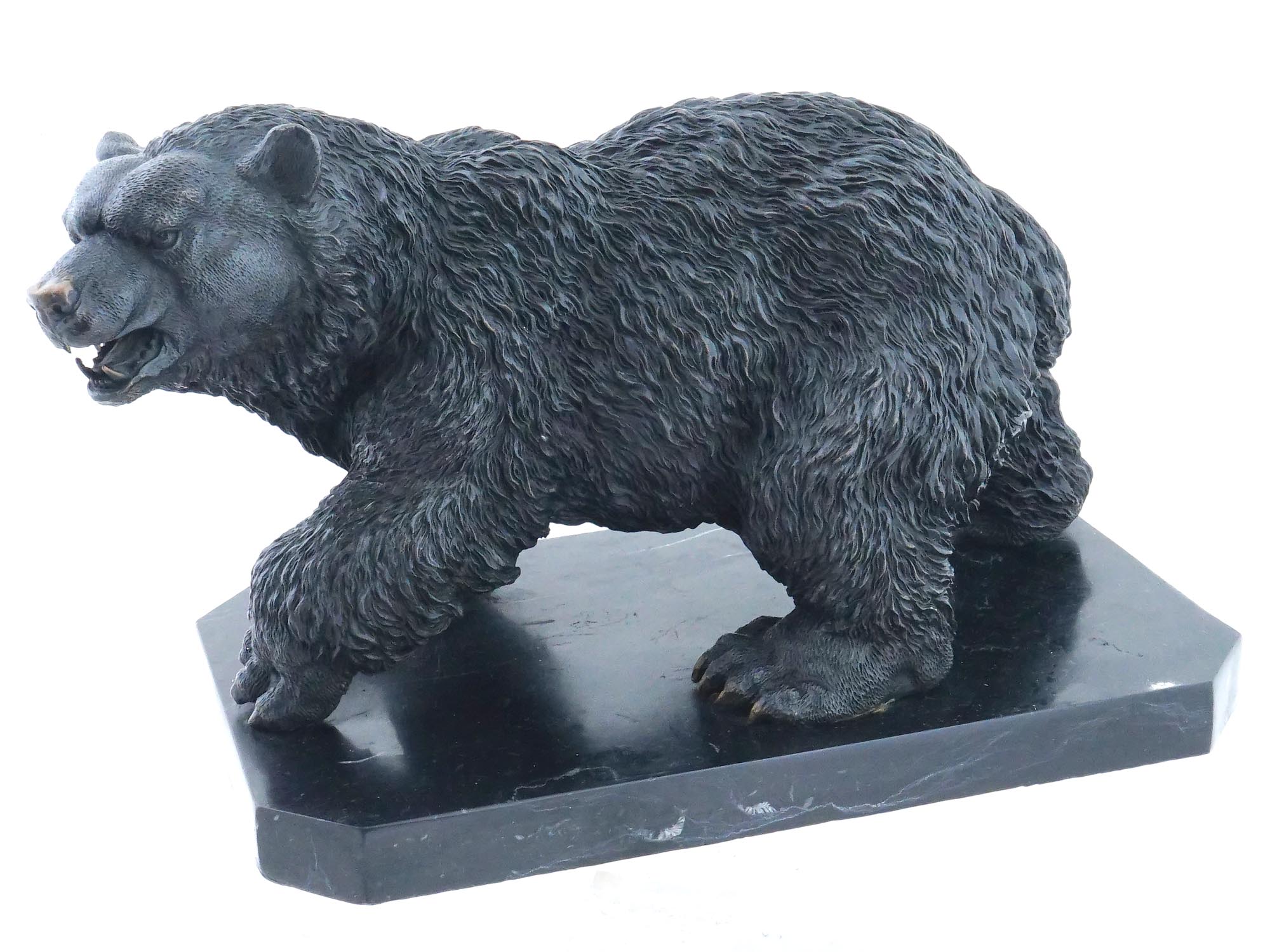 VINTAGE CAST BRONZE SOLID BEAR FIGURINE ON A BASE PIC-1