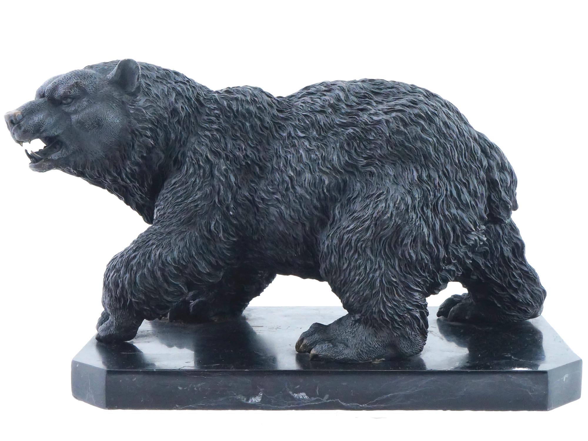 VINTAGE CAST BRONZE SOLID BEAR FIGURINE ON A BASE PIC-0