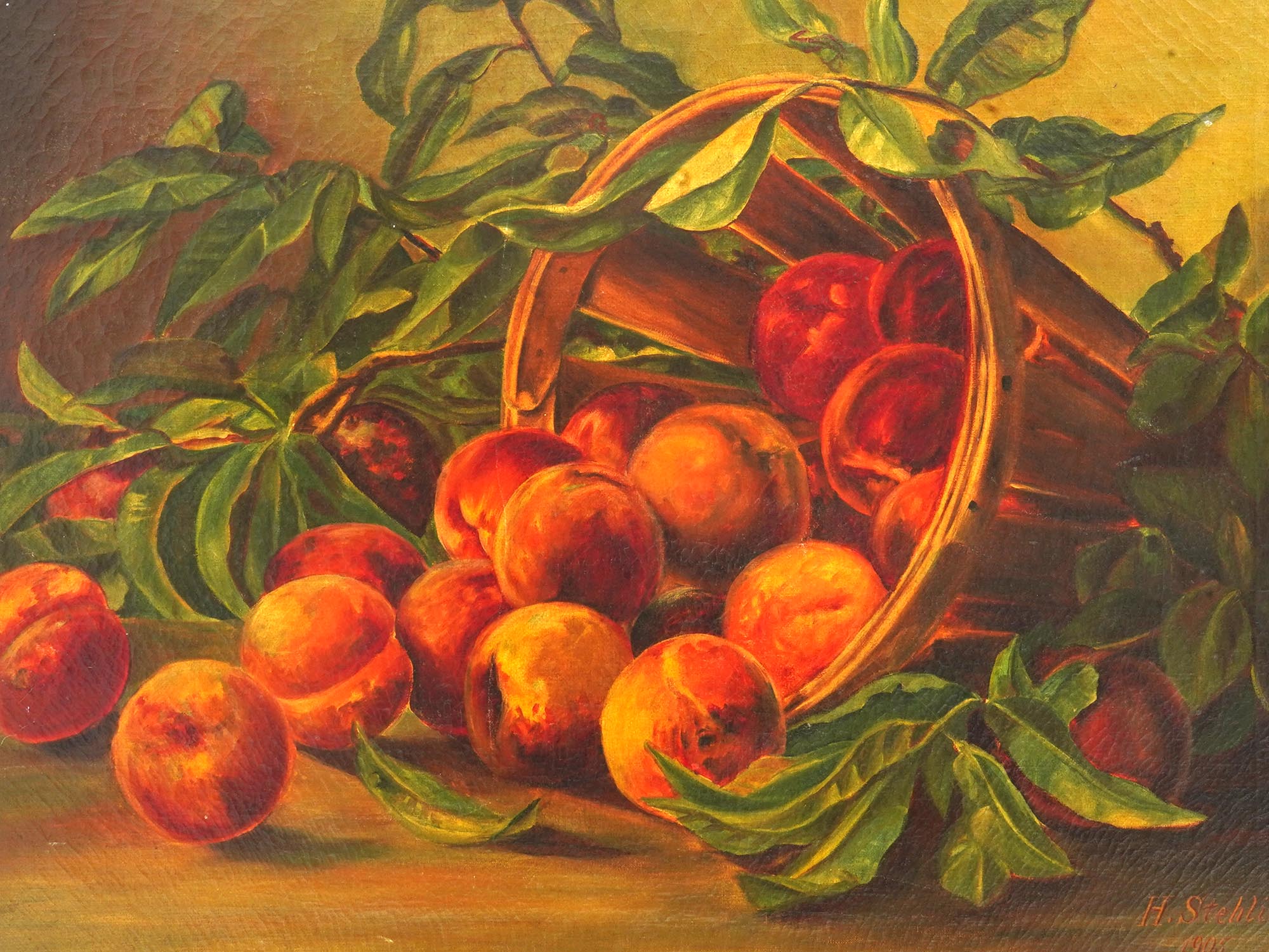 ANTIQUE AMERICAN STILL LIFE OIL PAINTING BY STEHLIN PIC-1