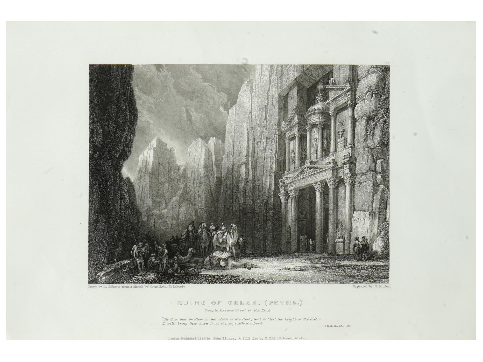 ANTIQUE SCOTTISH PETRA ENGRAVING BY DAVID ROBERTS PIC-0