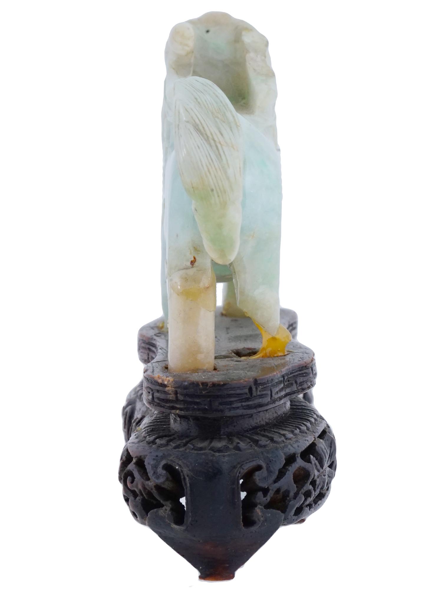 CHINESE HAND CARVED JADE STONE FIGURE OF FOO DOG PIC-3