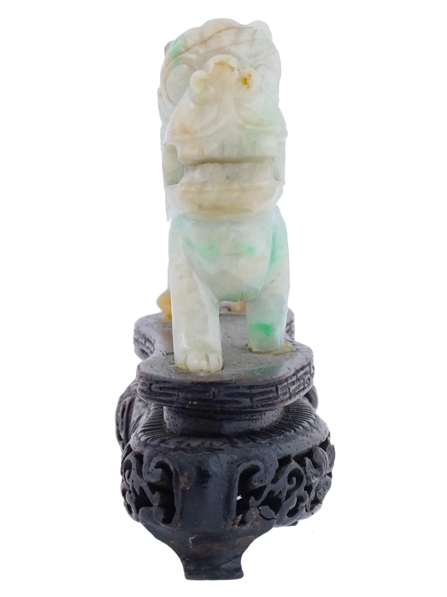 CHINESE HAND CARVED JADE STONE FIGURE OF FOO DOG PIC-1