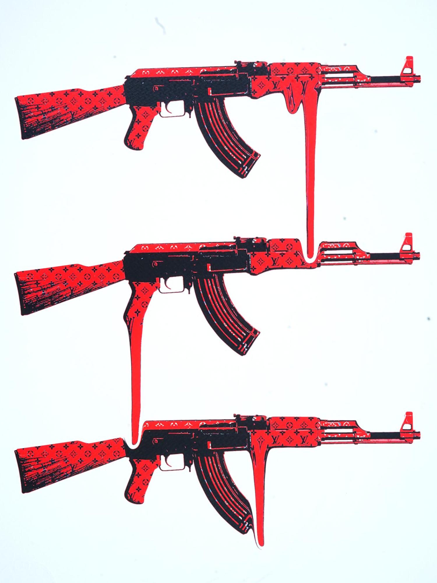 LOUIS VUITTON RED KALASHNIKOV POP ART PRINT SIGNED PIC-1