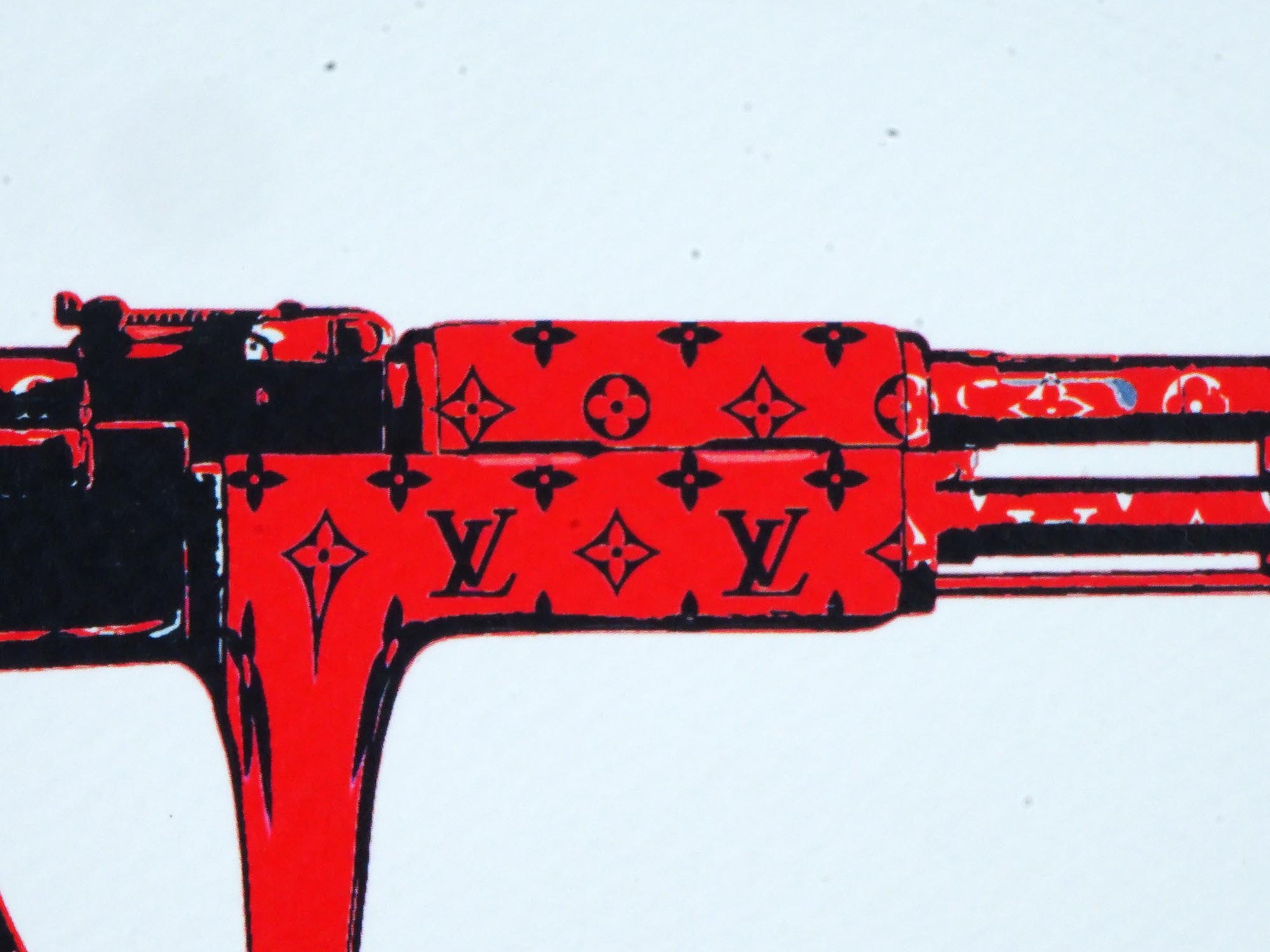 LOUIS VUITTON RED KALASHNIKOV POP ART PRINT SIGNED PIC-2