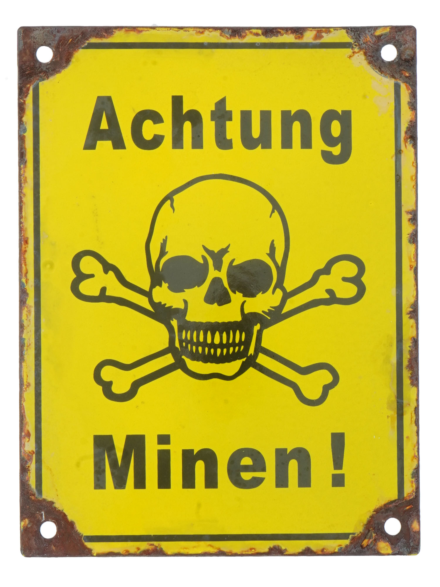 WWII NAZI GERMAN THIRD REICH SKULL ENAMEL IRON SIGN PIC-0