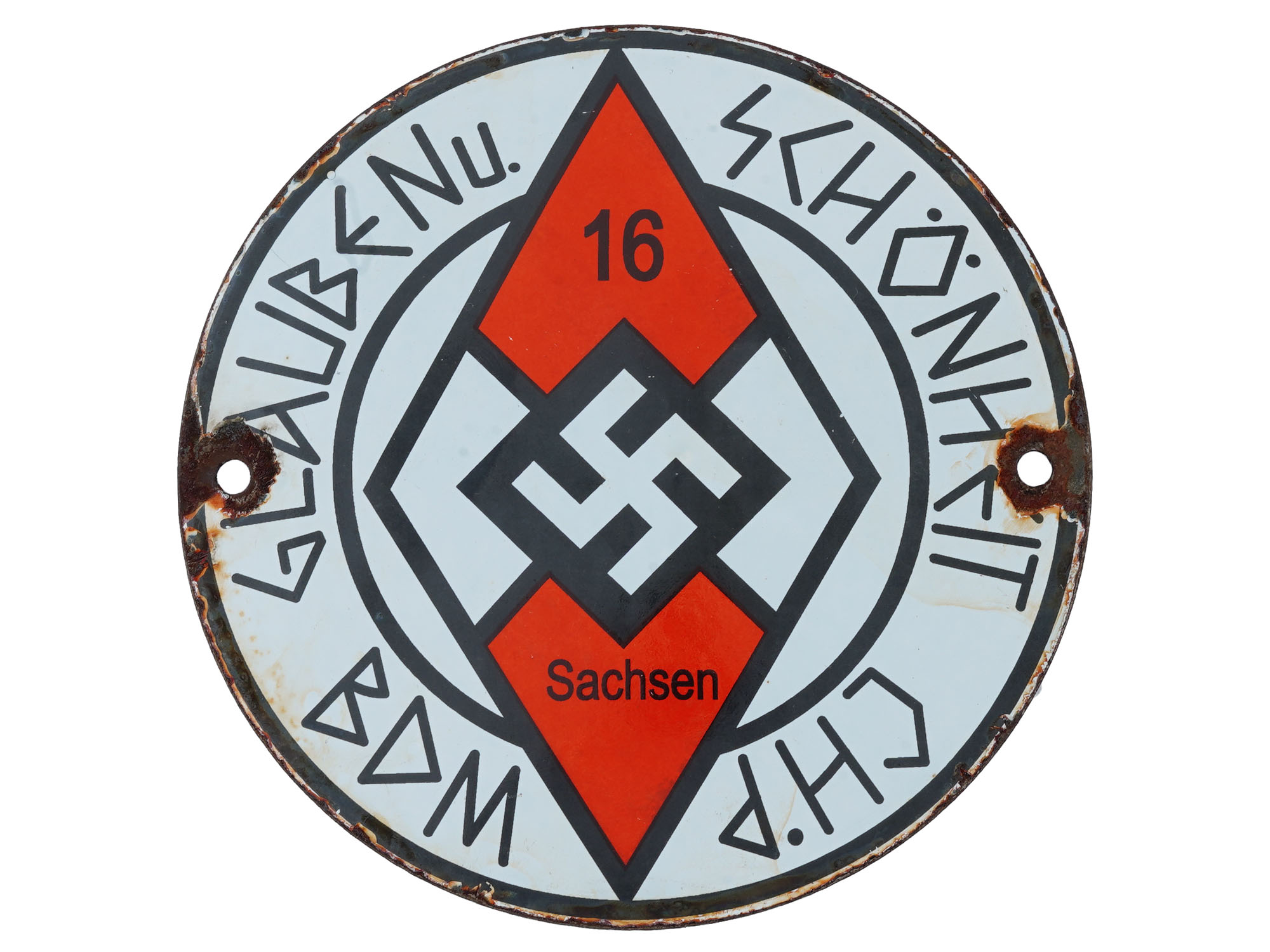 WWII NAZI GERMAN BDM HITLER YOUTH ENAMEL STREET SIGN PIC-0