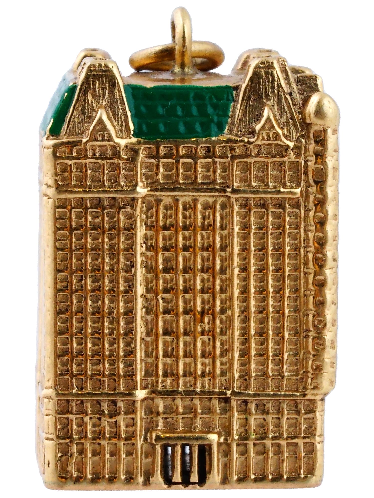 MID CENT 14K GOLD ENAMEL NEW YORK PLAZA HOTEL CHARM PIC-2