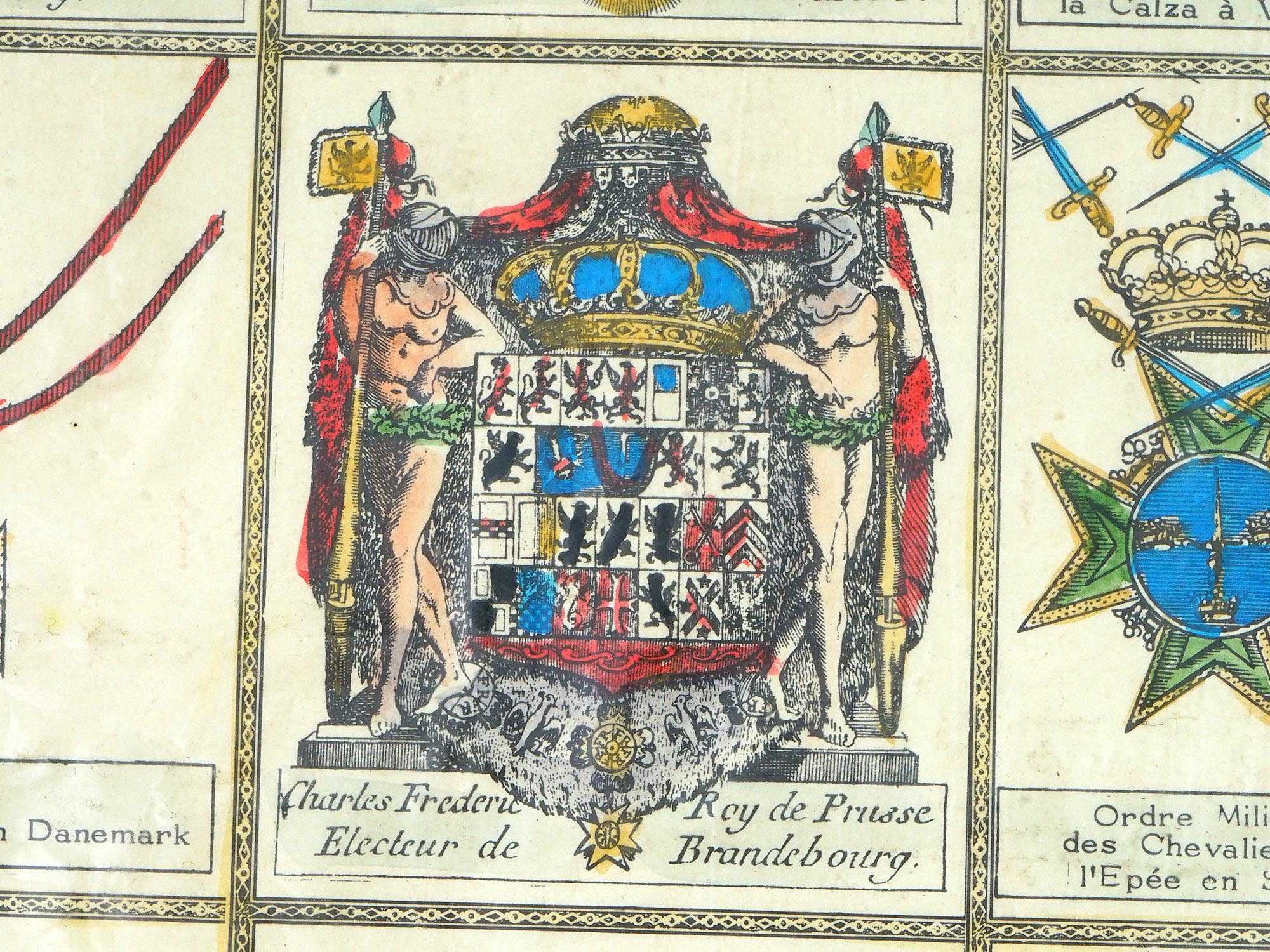 ANTIQUE COLORED LITHOGRAPH TABLE OF COATS OF ARMS PIC-4