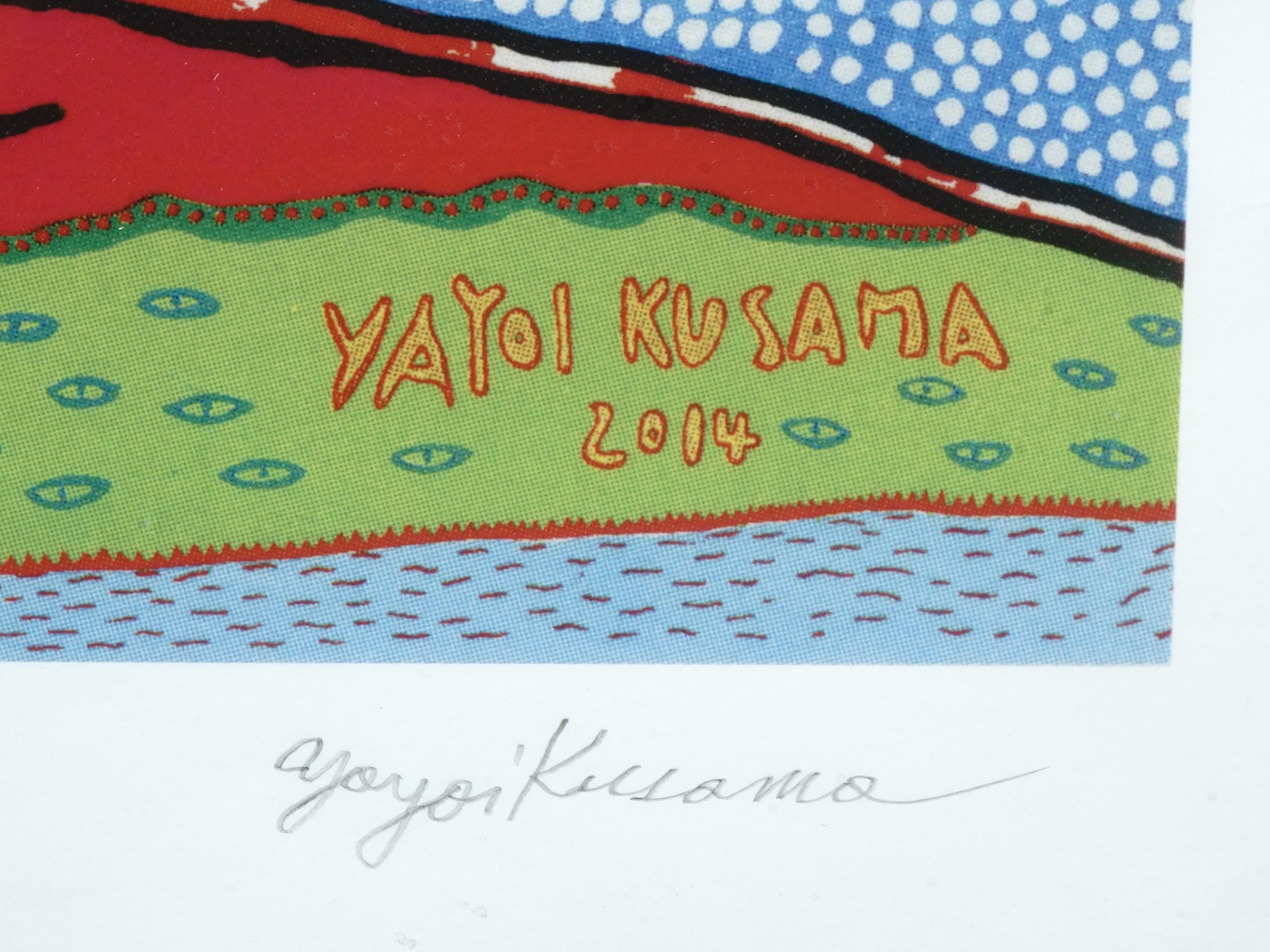 JAPANESE WOODCUT PRINT BY YAYOI KUSAMA RED 2014 PIC-2