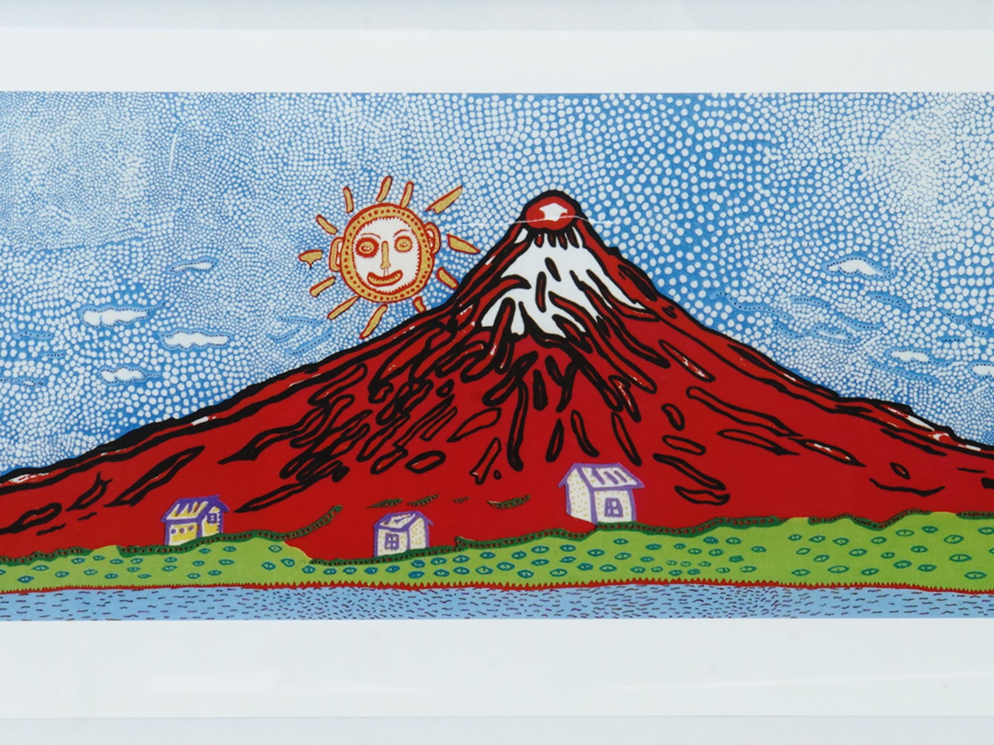 JAPANESE WOODCUT PRINT BY YAYOI KUSAMA RED 2014 PIC-1