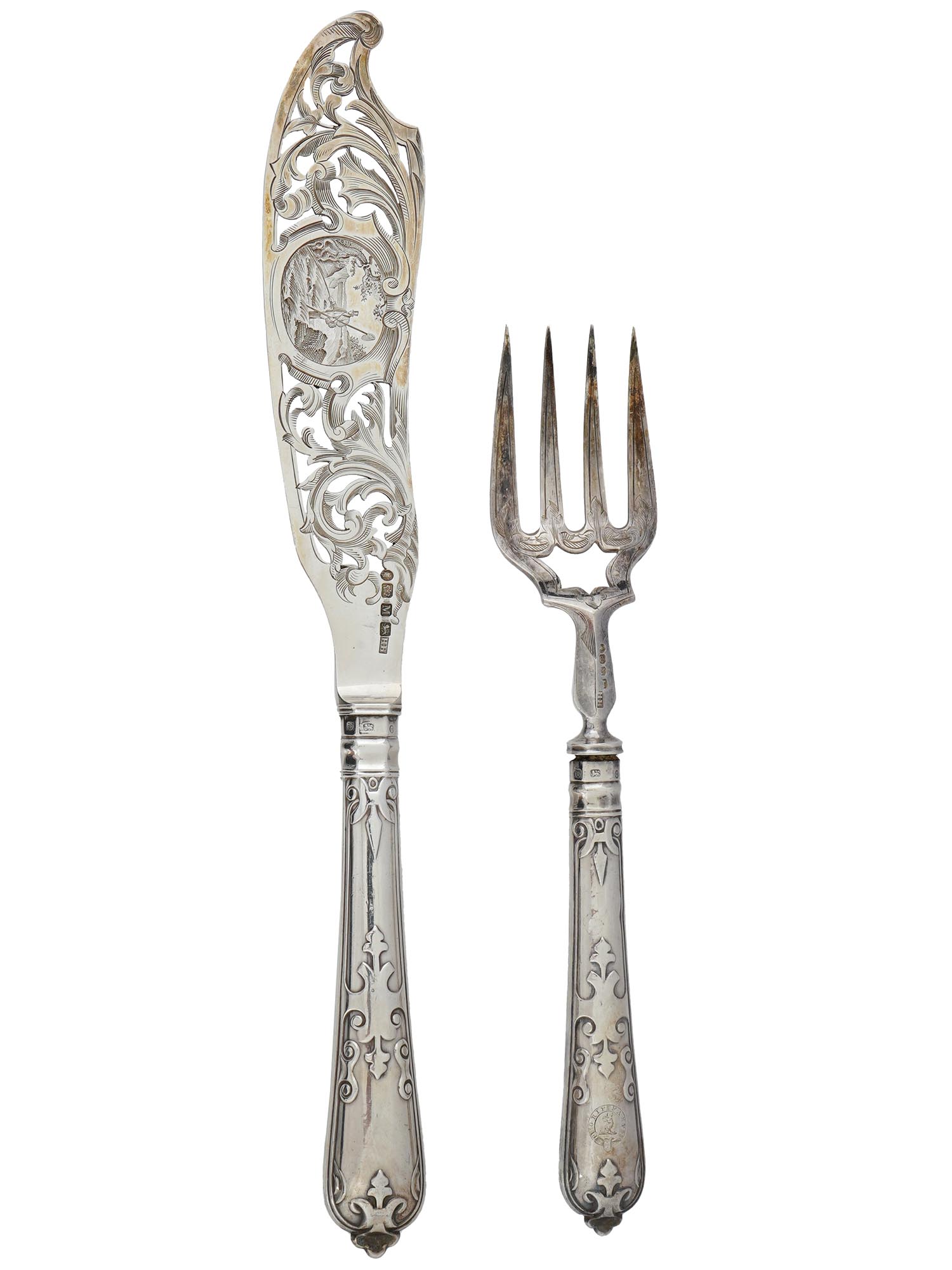 ANTIQUE ENGLISH NOBLE STERLING SILVER CUTLERY SET PIC-1