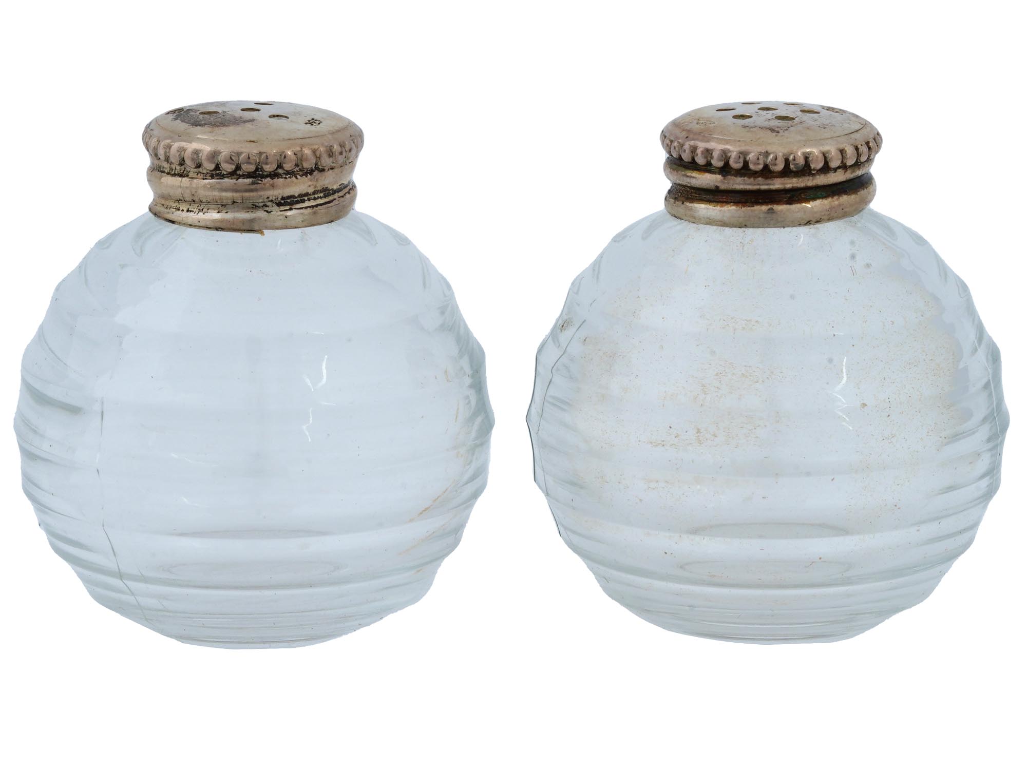 CHRISTOFLE STERLING GLASS SALT AND PEPPER SHAKERS PIC-2