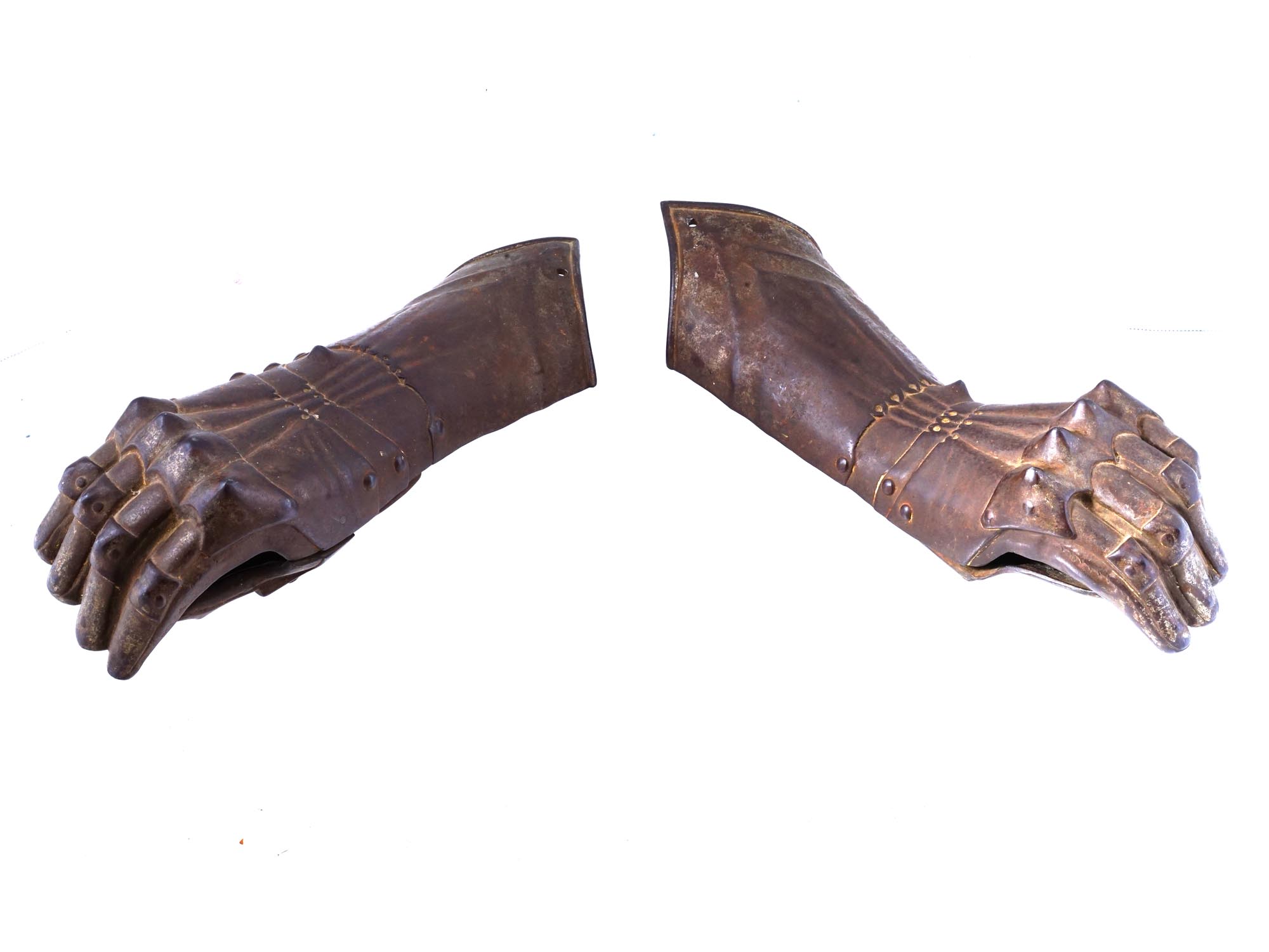 ANTIQUE VICTORIAN KNIGHTS GAUNTLET GLOVES PIC-3