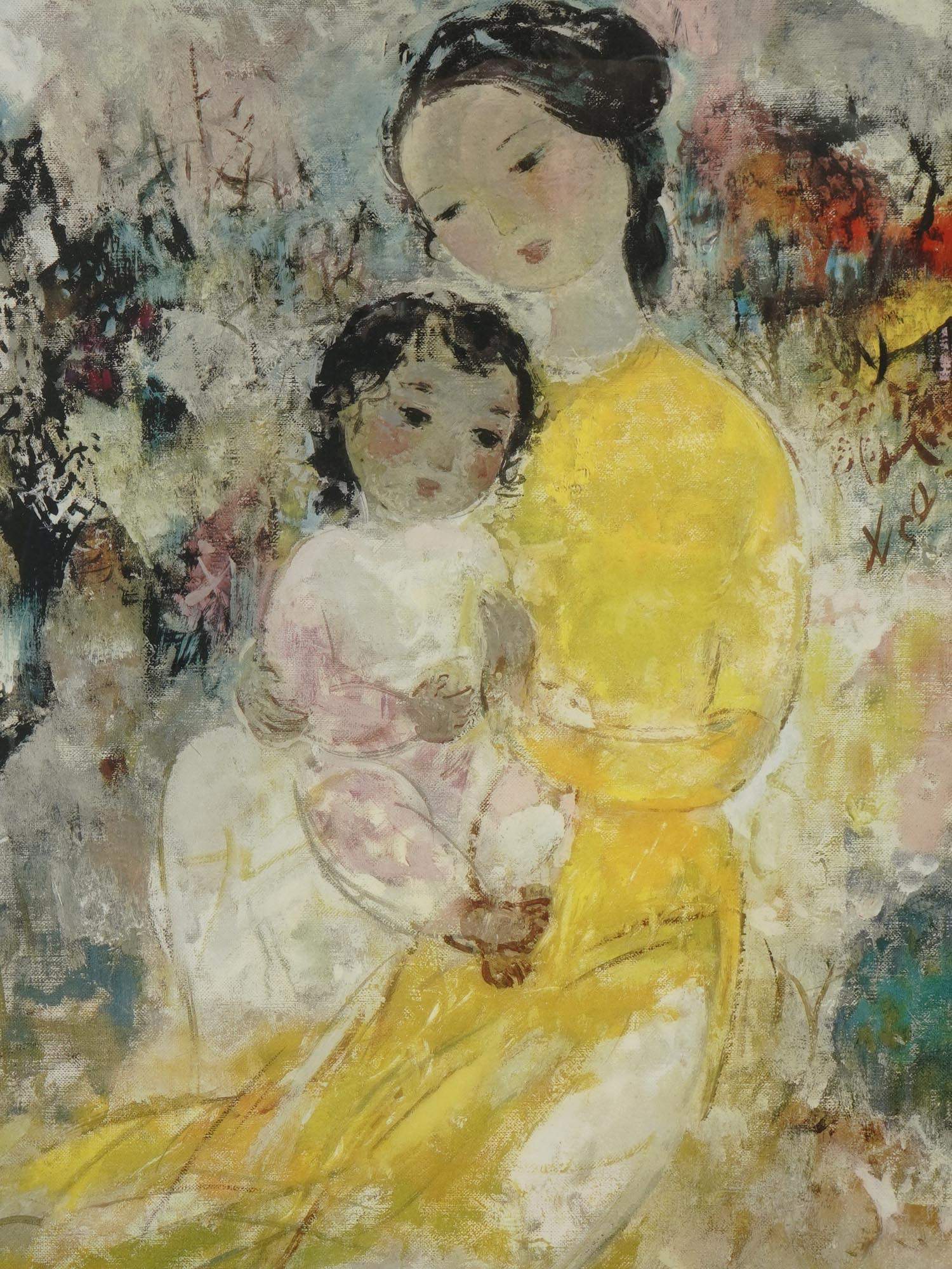 MOTHER AND CHILD COLOR LITHOGRAPH AFTER VU CAO DAM PIC-1
