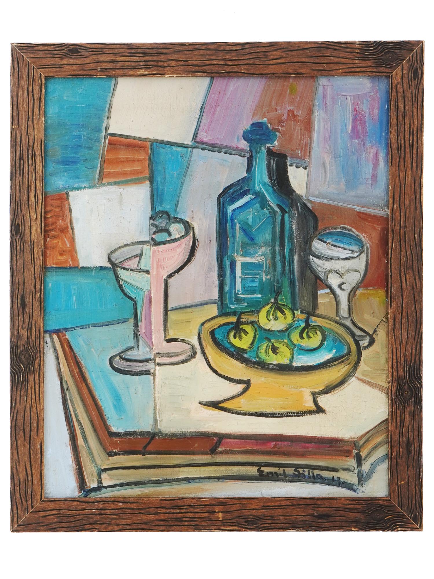 CZECH CUBIST STILL LIFE OIL PAINTING BY EMIL FILLA PIC-0