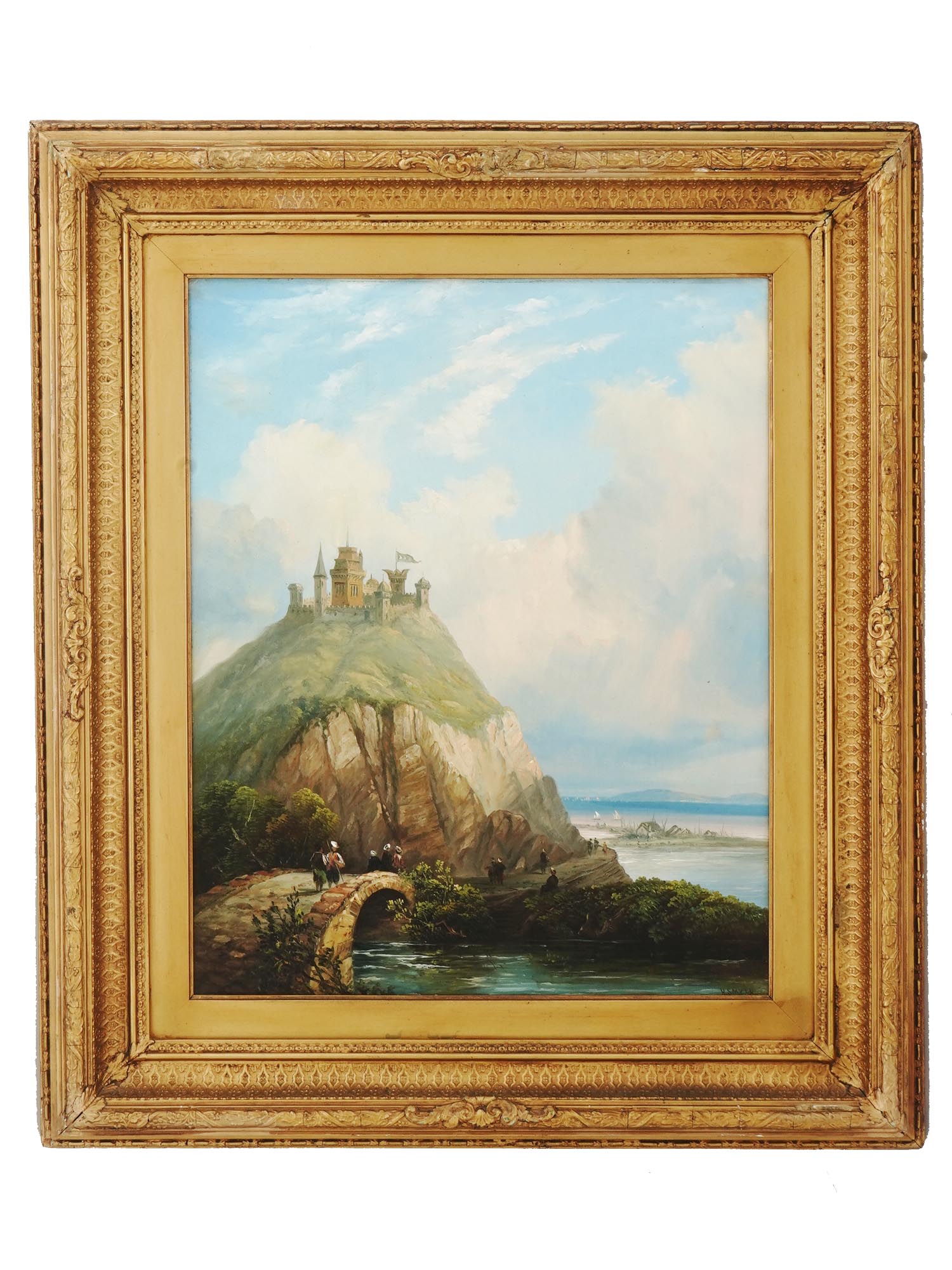ENGLISH CASTLE LANDSCAPE OIL PAINTING BY HENRY SMYTH PIC-0