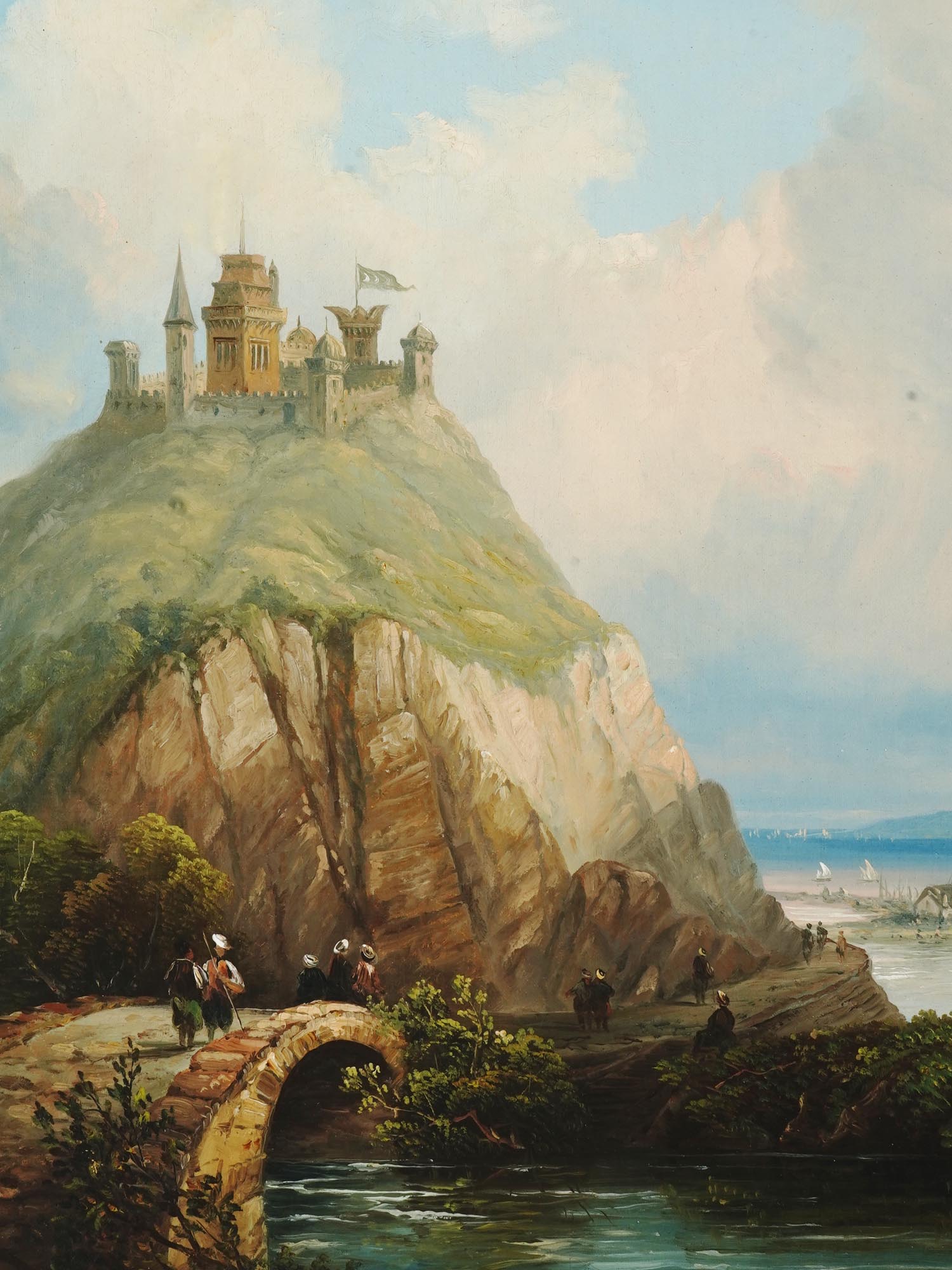 ENGLISH CASTLE LANDSCAPE OIL PAINTING BY HENRY SMYTH PIC-1