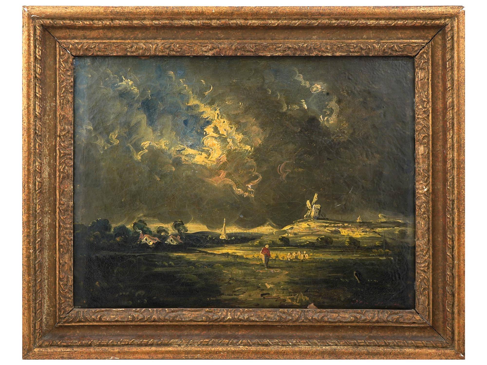 ENGLISH LANDSCAPE OIL PAINTING ATTR TO JOHN CONSTABLE PIC-0