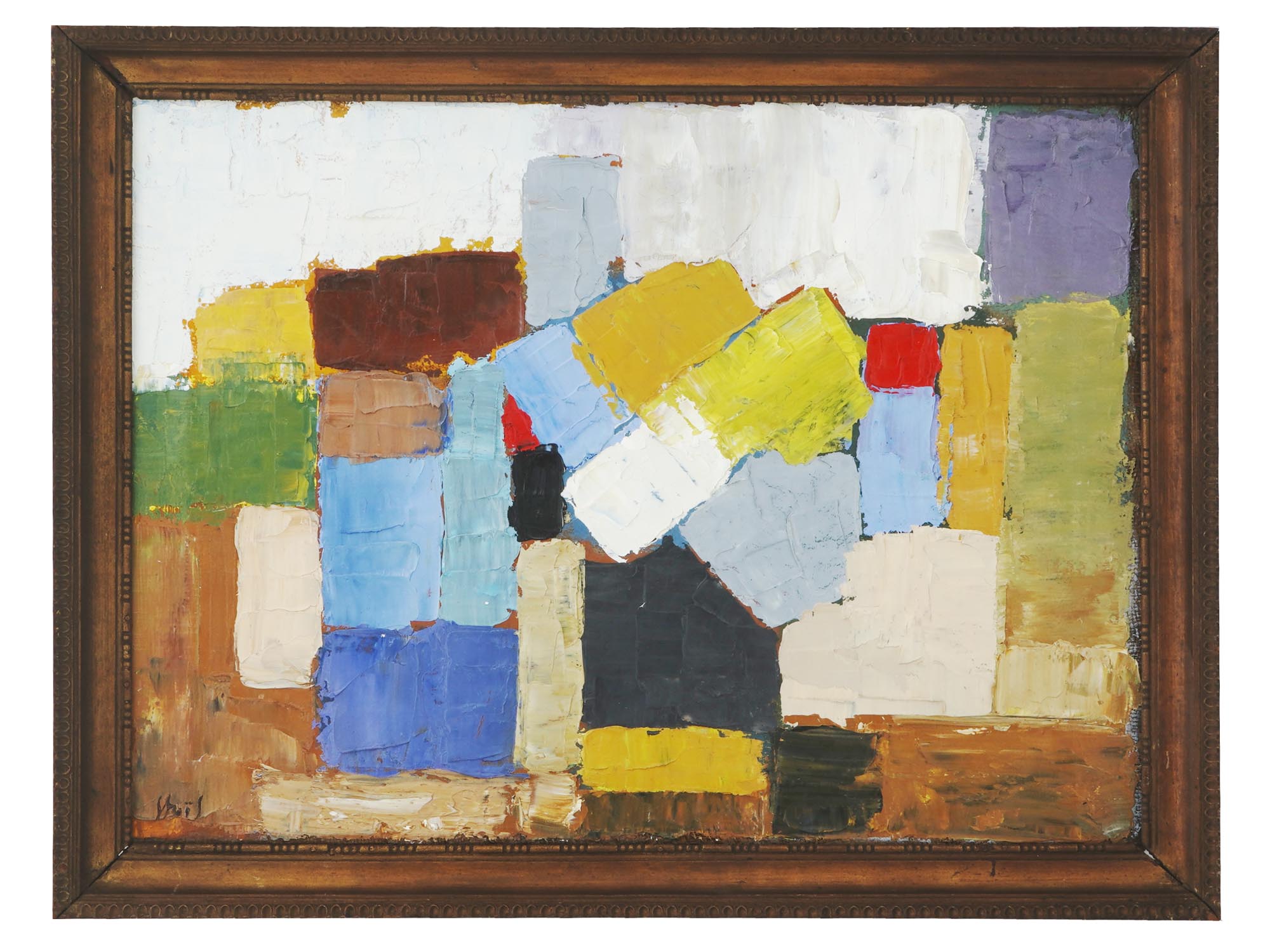 ATTR NICOLAS DE STAEL MID 20TH C FRENCH OIL PAINTING PIC-0