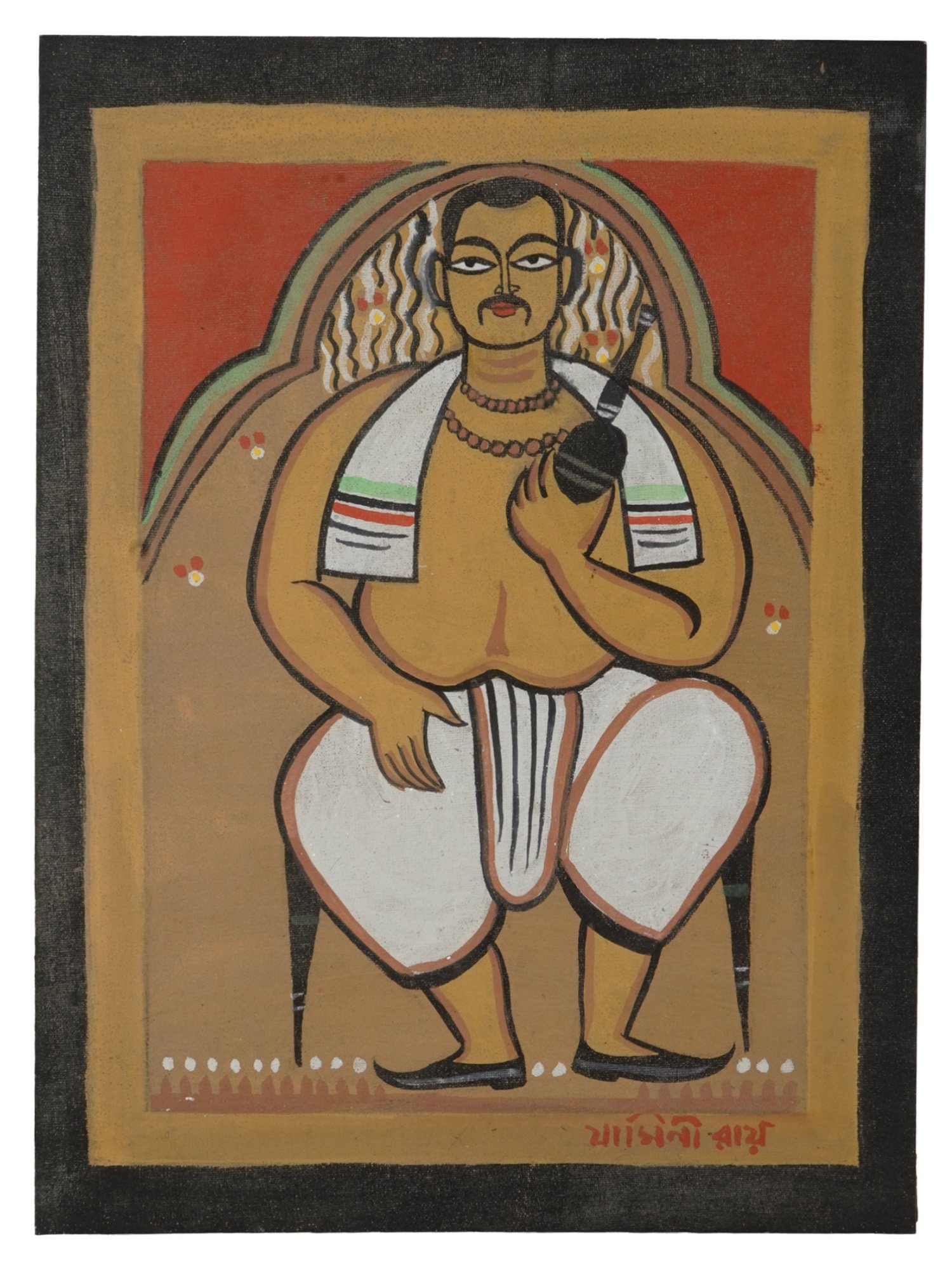 MID CENTURY INDIAN BABU PAINTING BY JAMINI ROY PIC-0