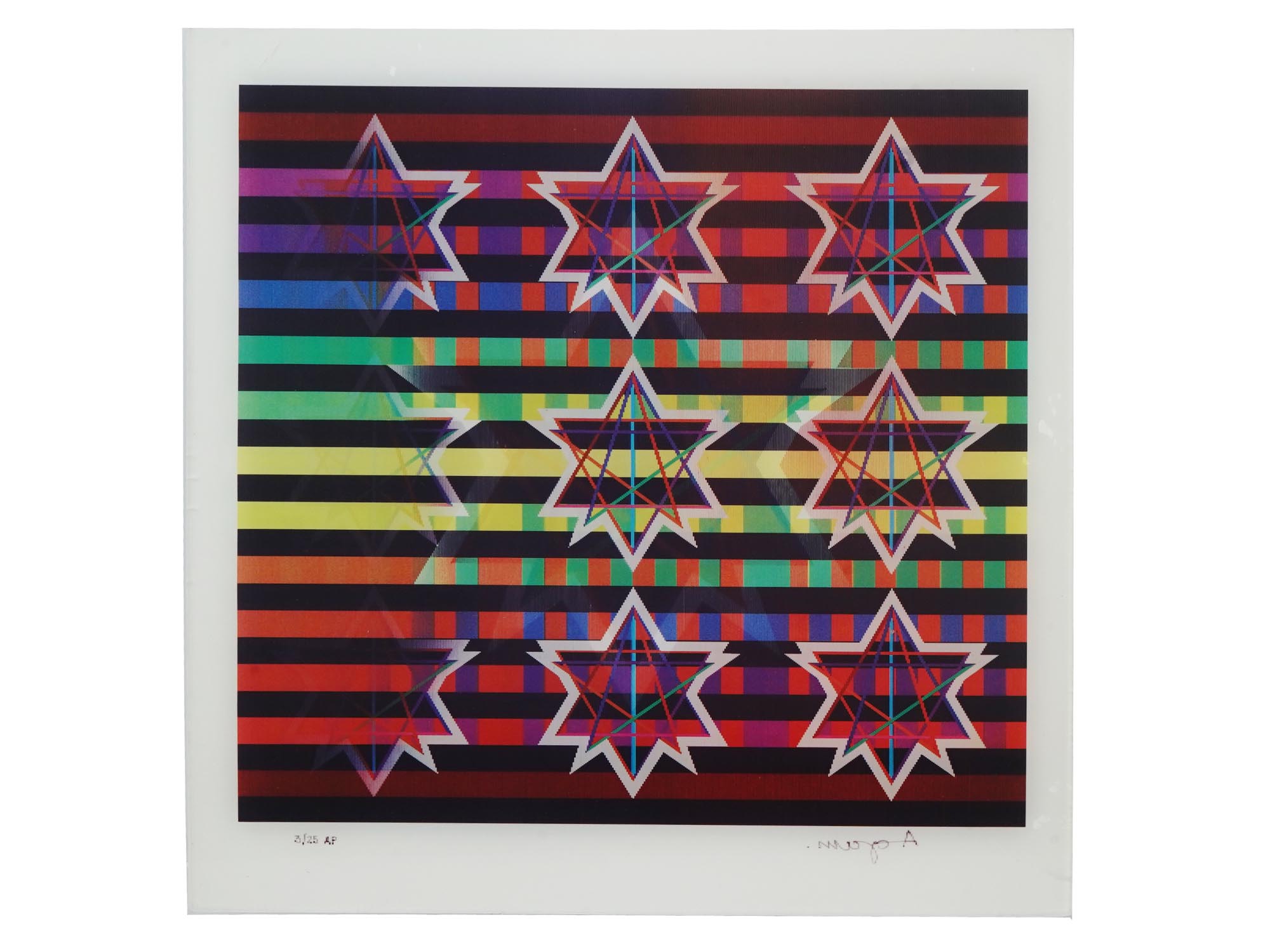 YAACOV AGAM SIGNED JUDAICA OP ART HOLOGRAM AGAMOGRAPH PIC-1