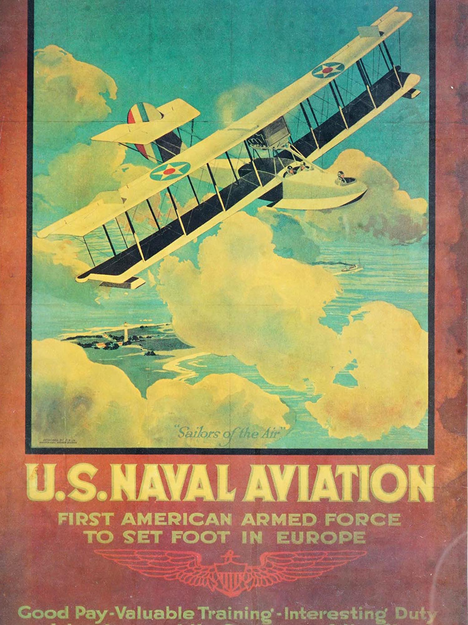 WWI AMERICAN SAILORS OF THE AIR RECRUITING POSTER PIC-1