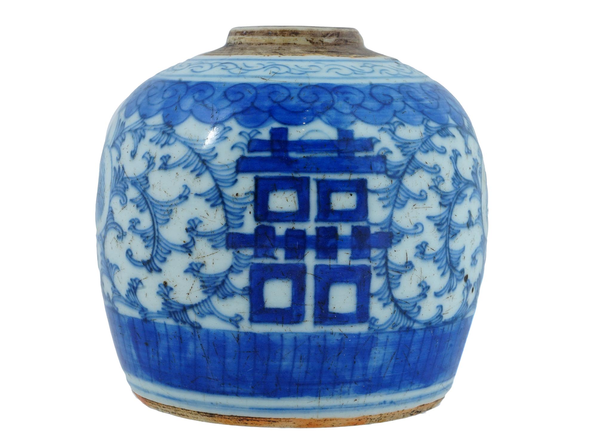 CHINESE QING DYNASTY BLUE WHITE PORCELAIN GINGER JAR PIC-1