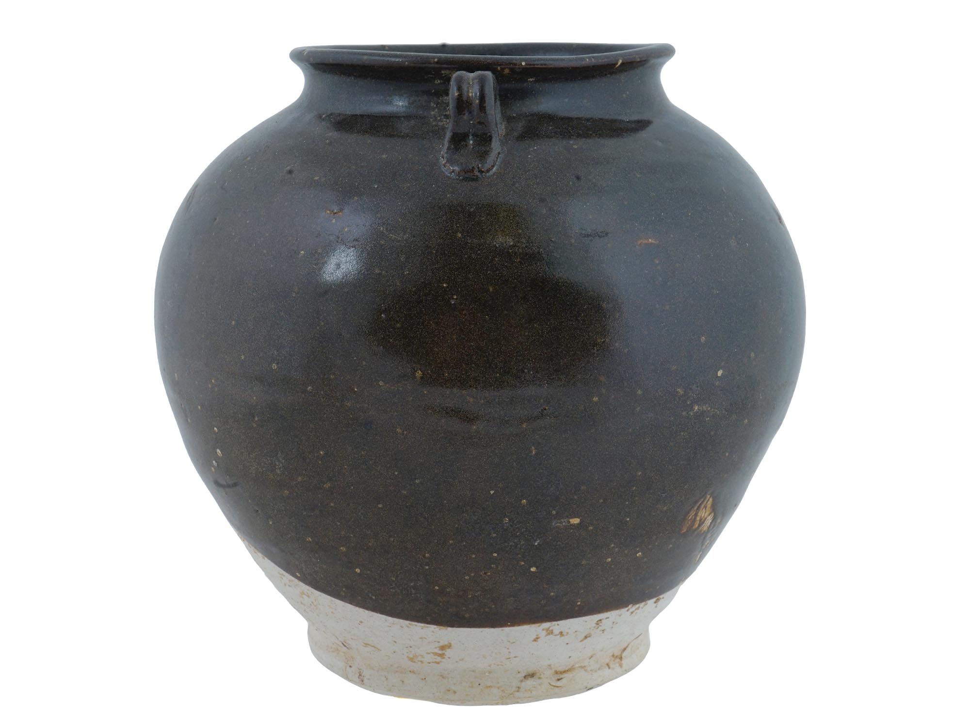 CHINESE TANG DYNASTY BROWN GLAZED JAR W LUG HANDLES PIC-3