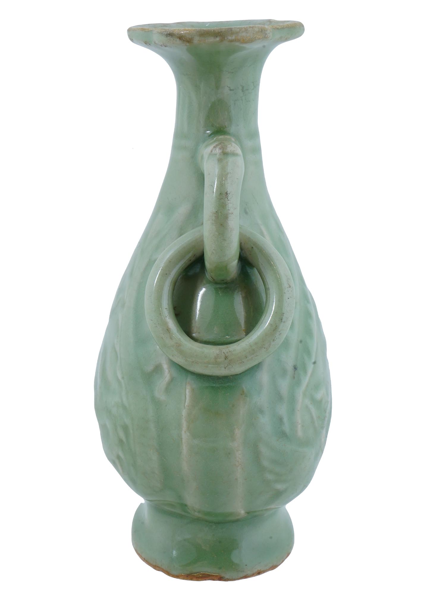 RARE CHINESE LONGQUAN CELADON RING HANDLED VASE PIC-2