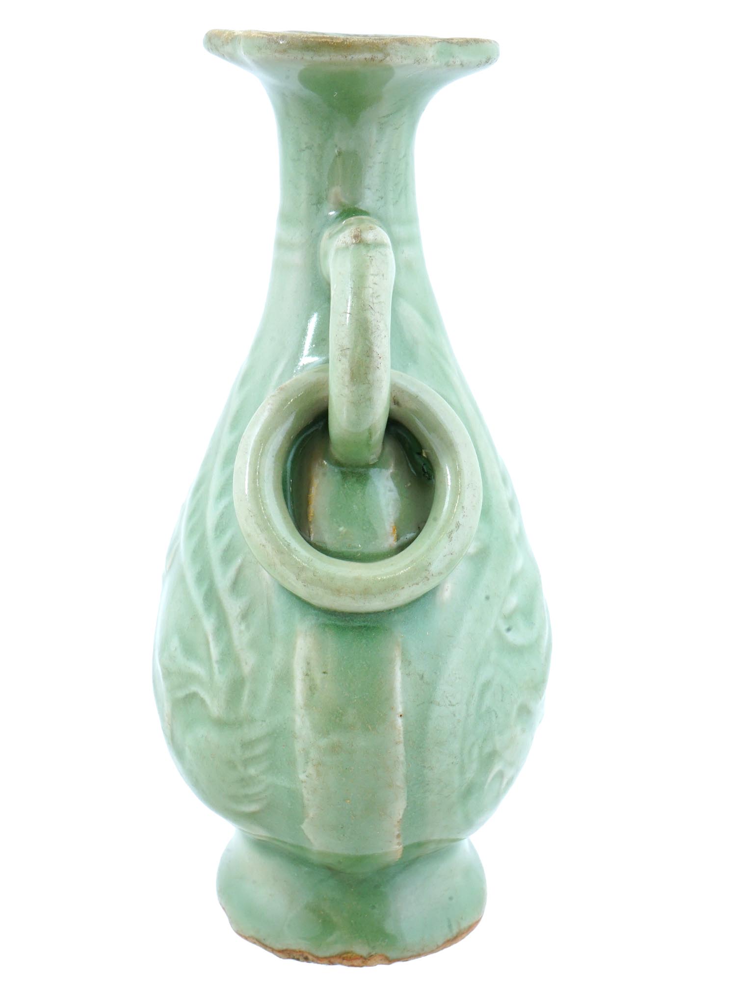 RARE CHINESE LONGQUAN CELADON RING HANDLED VASE PIC-4