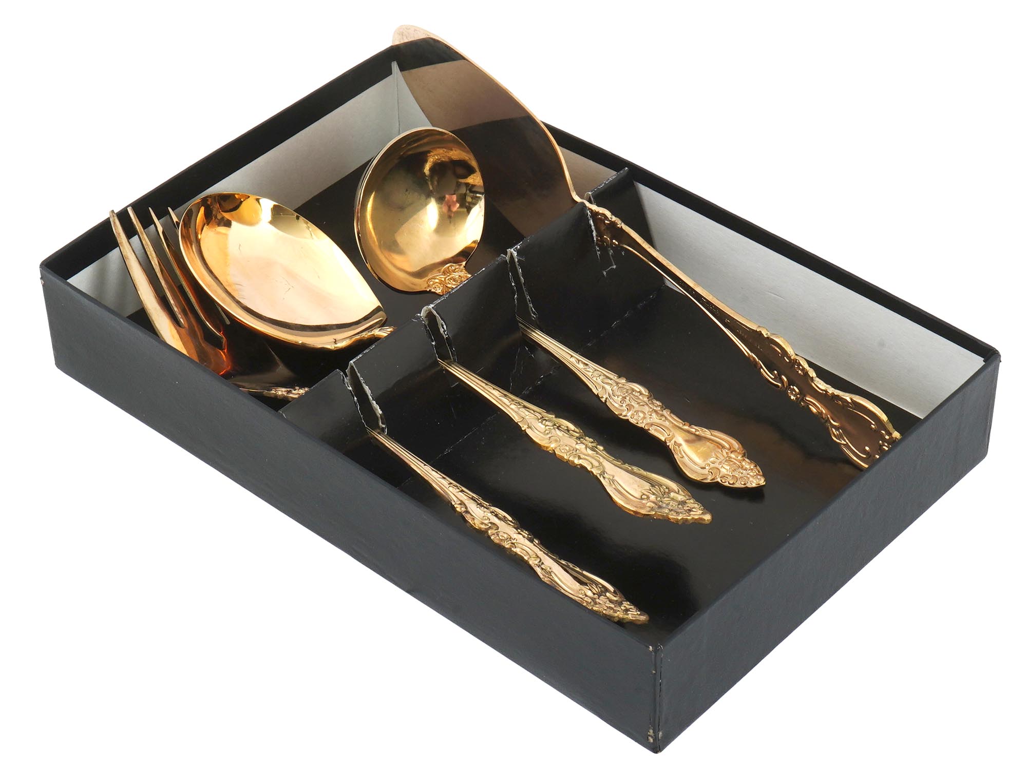 JAPANESE 24K GOLD PLATED STAINLESS STEEL SERVING SET PIC-0