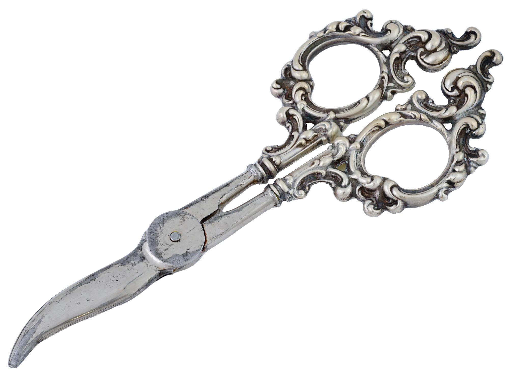 ANTIQUE AMERICAN STERLING SILVER AND STEEL SCISSORS PIC-0