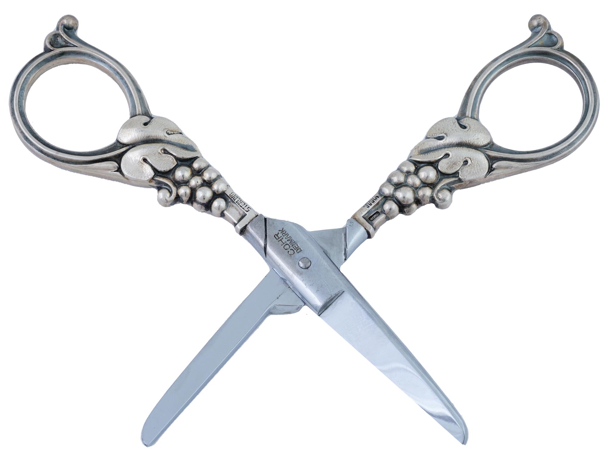 COHR DENMARK STERLING SILVER AND STEEL SCISSORS PIC-2