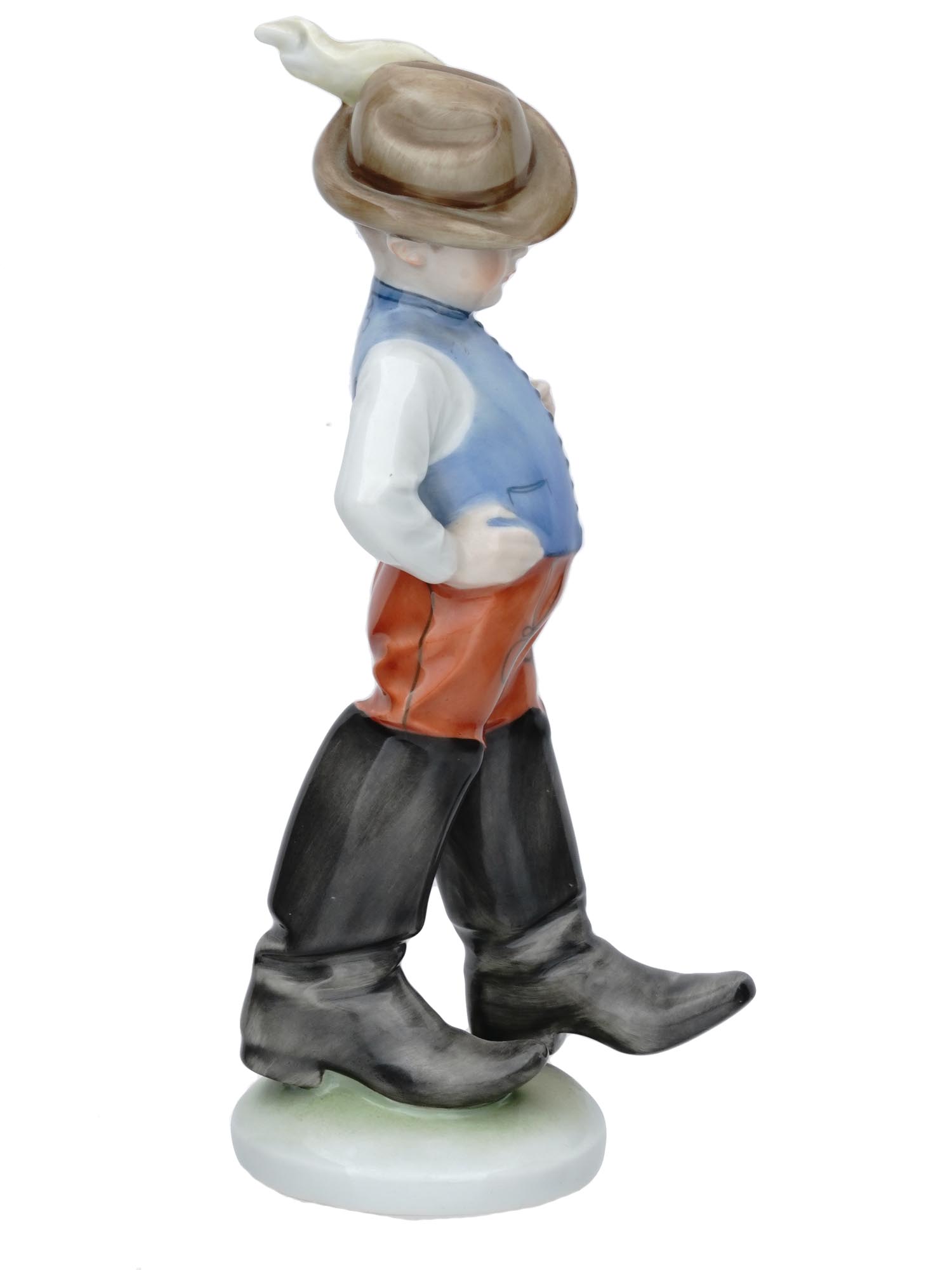 HEREND HUNGARY PORCELAIN FIGURINE BOY IN BOOTS PIC-3