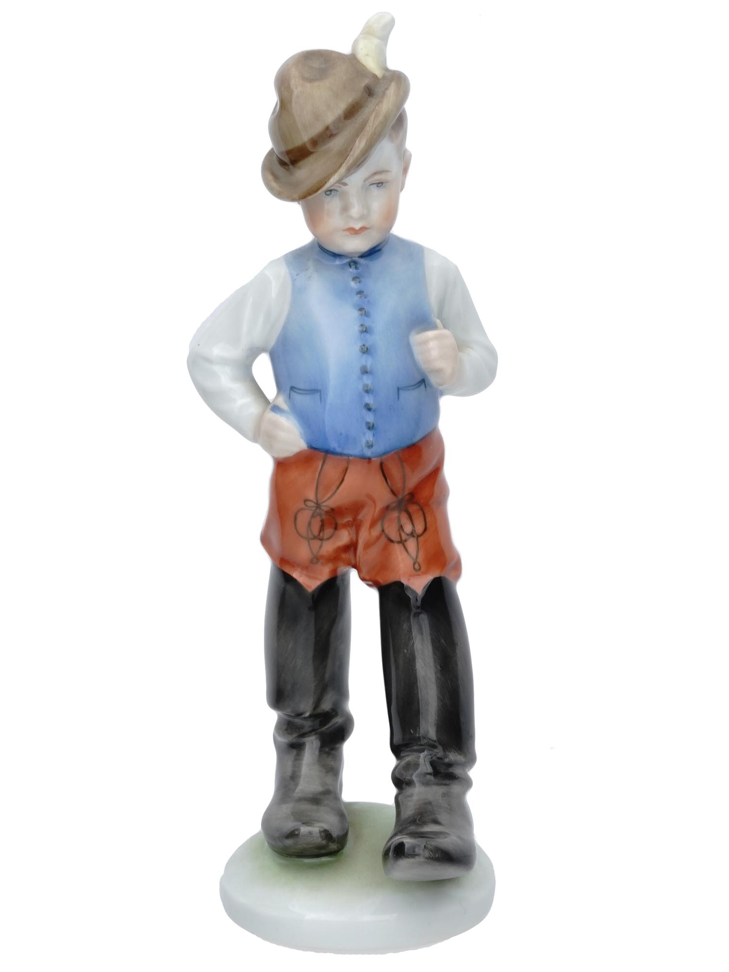 HEREND HUNGARY PORCELAIN FIGURINE BOY IN BOOTS PIC-0