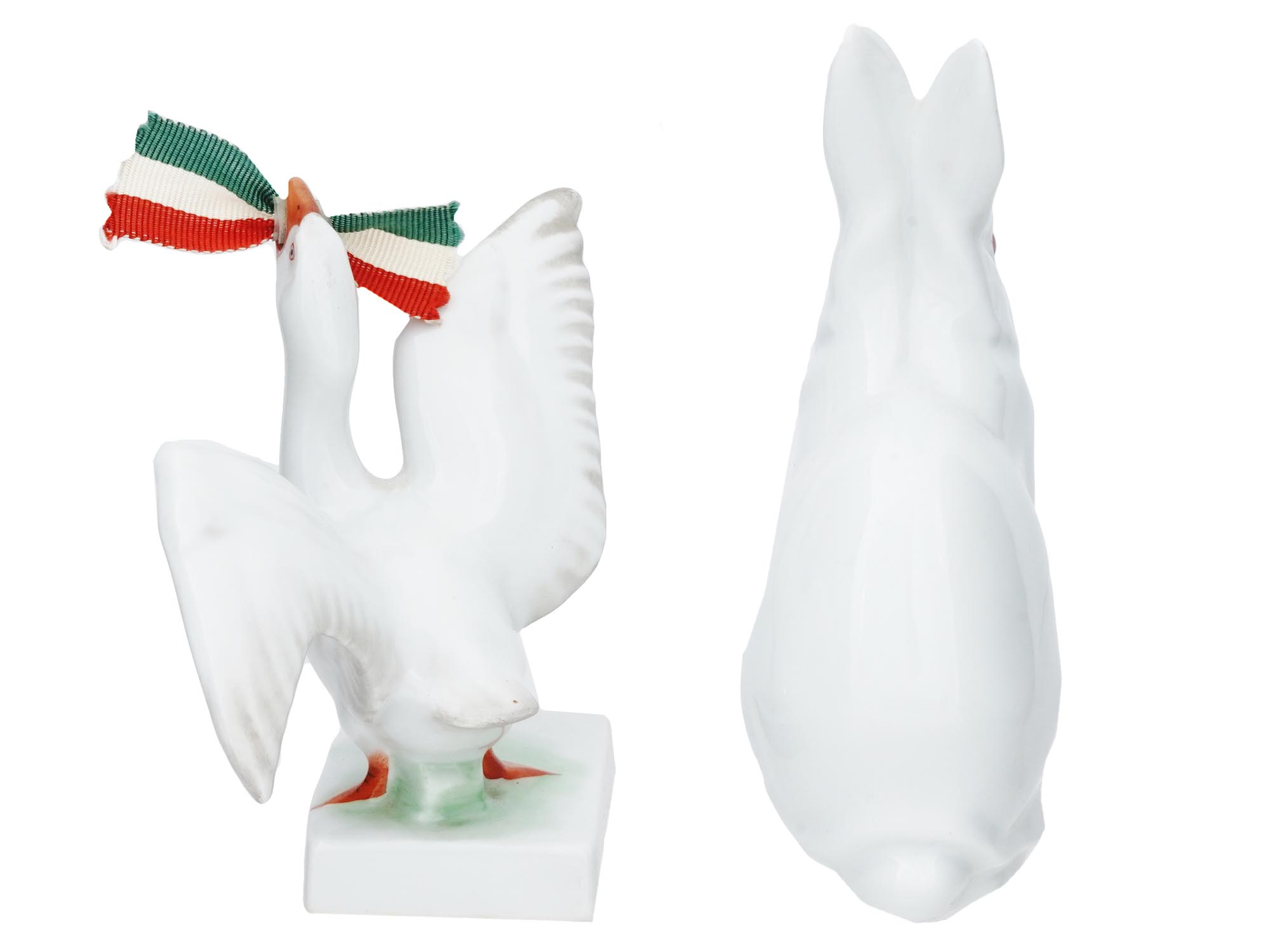 HEREND HUNGARY PORCELAIN FIGURES RABBIT AND GOOSE PIC-4